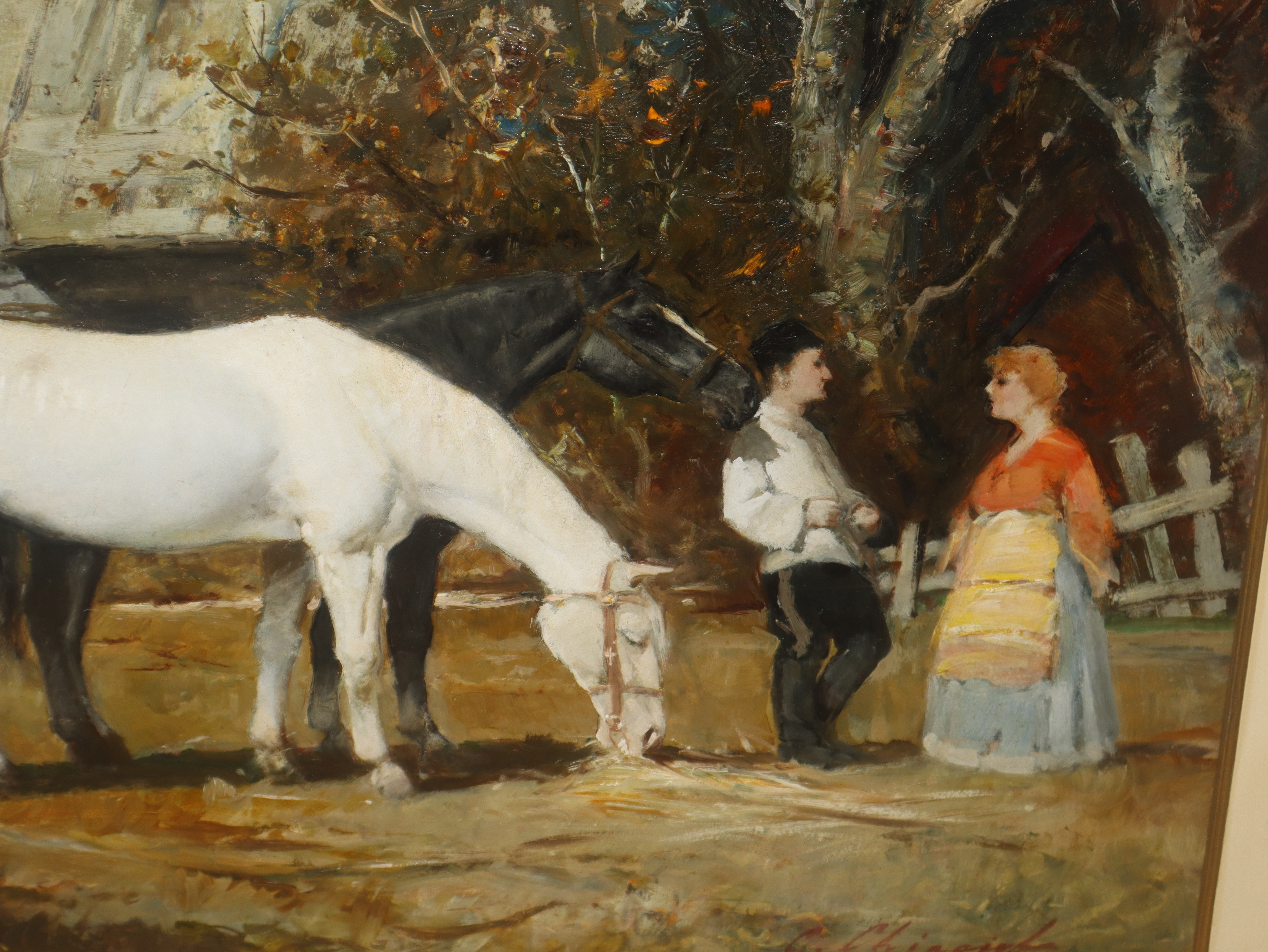 Paesaggio con cavalli e personaggi