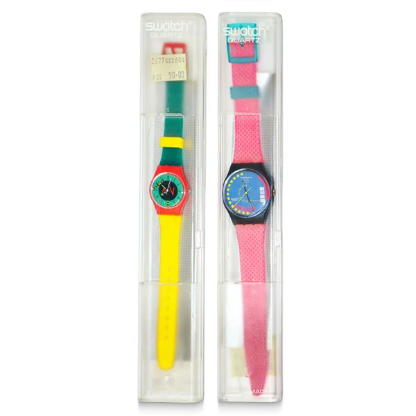 Swatch Swiss - Gruppo composto da due orologi Swatch: Orologio da polso Swatch Gents and Ladies Radar LR106 e Orologio Swatch Bike dance modello Traffic Jam
