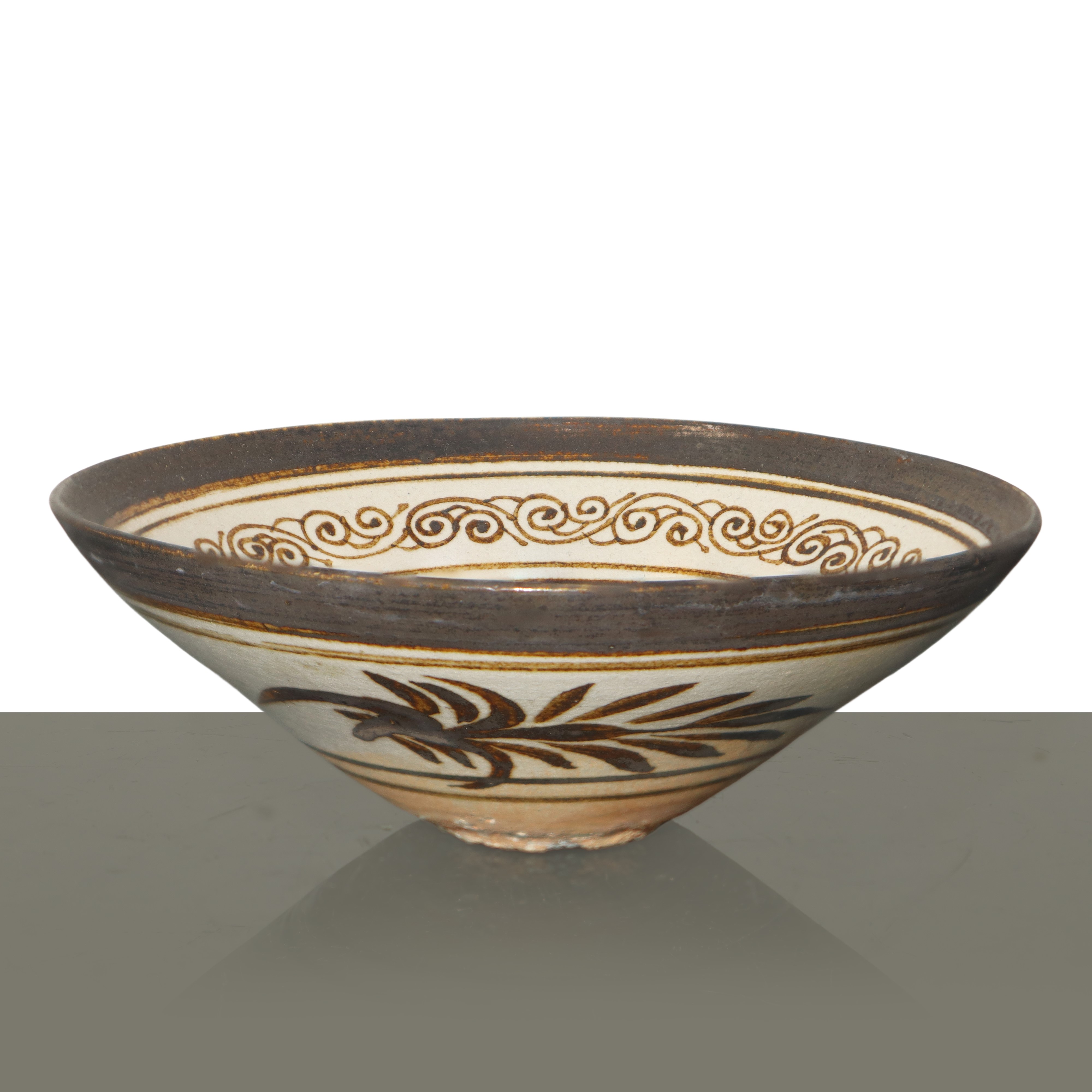 Ciotola in Terracotta con Decorazioni Fitomorfe