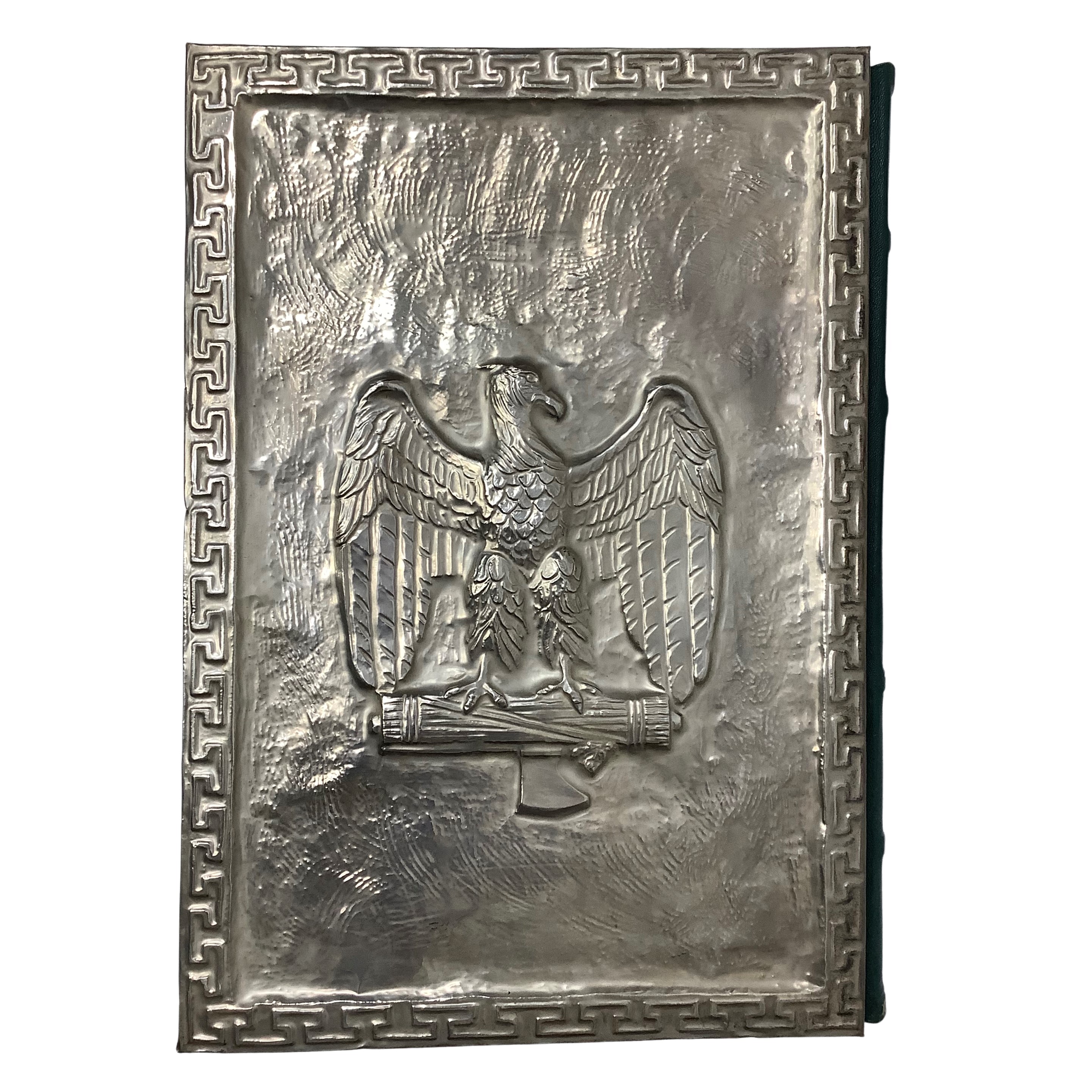 Dino Editori, Mussolini — libro con placca in metallo in custodia tessile verde