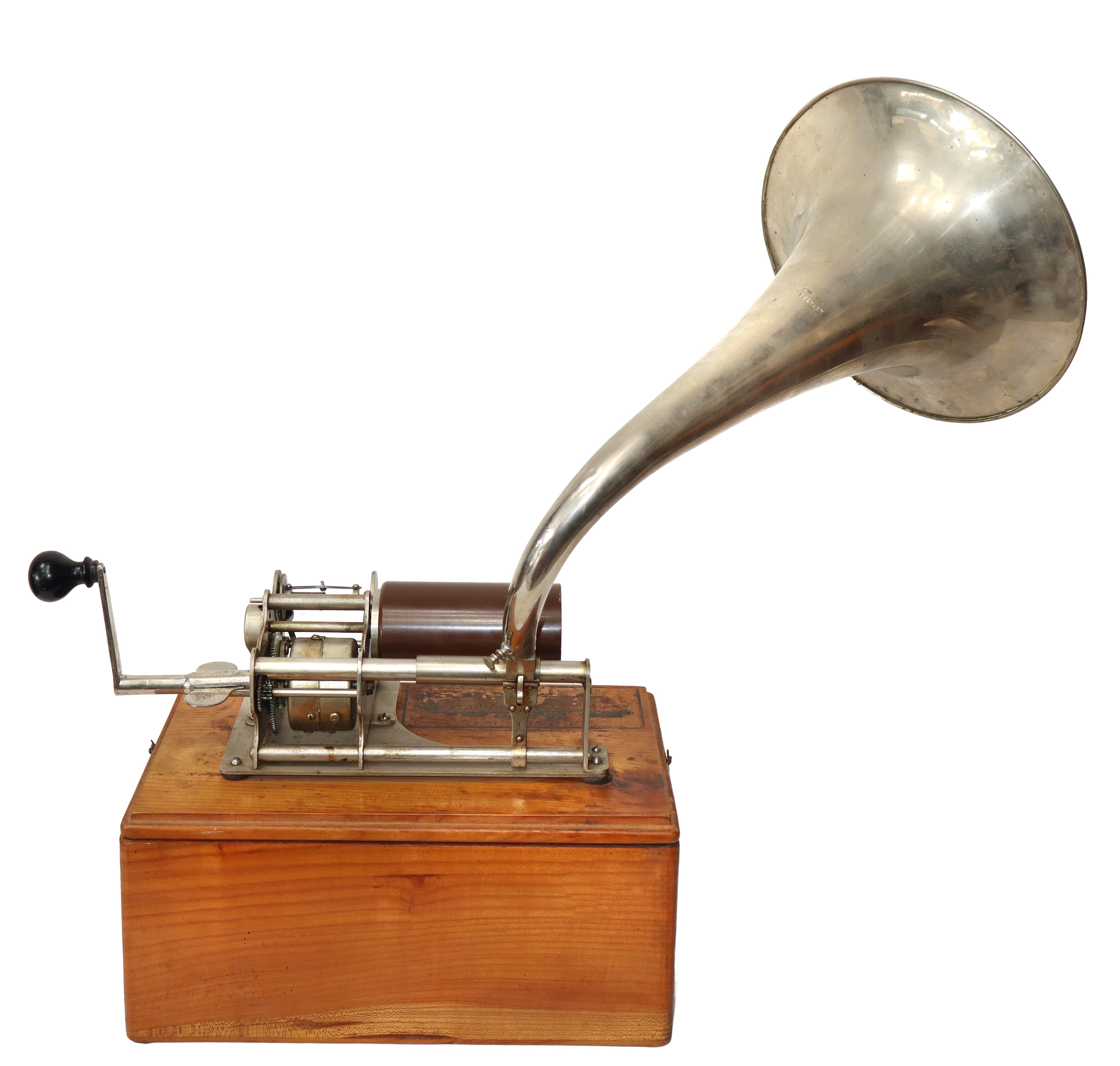 Fonografo a rullo The Graphophone, completo di tromba e testina, 1887, con 29 rulli a cera
