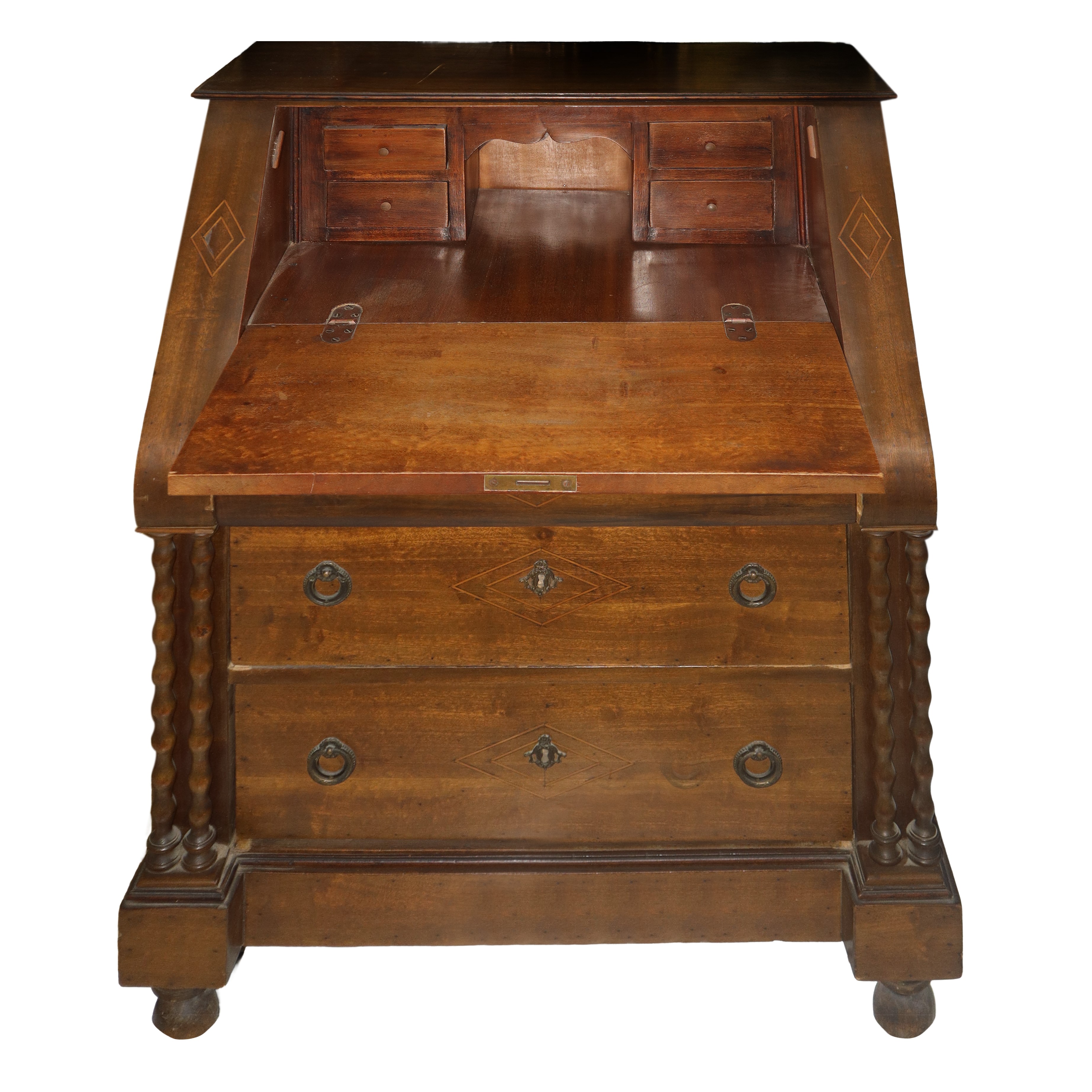 Piccola ribalta in legno di noce, h cm 106x78x53