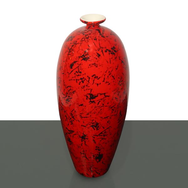 ViBi  TORINO - Red and black glazed ceramic vase