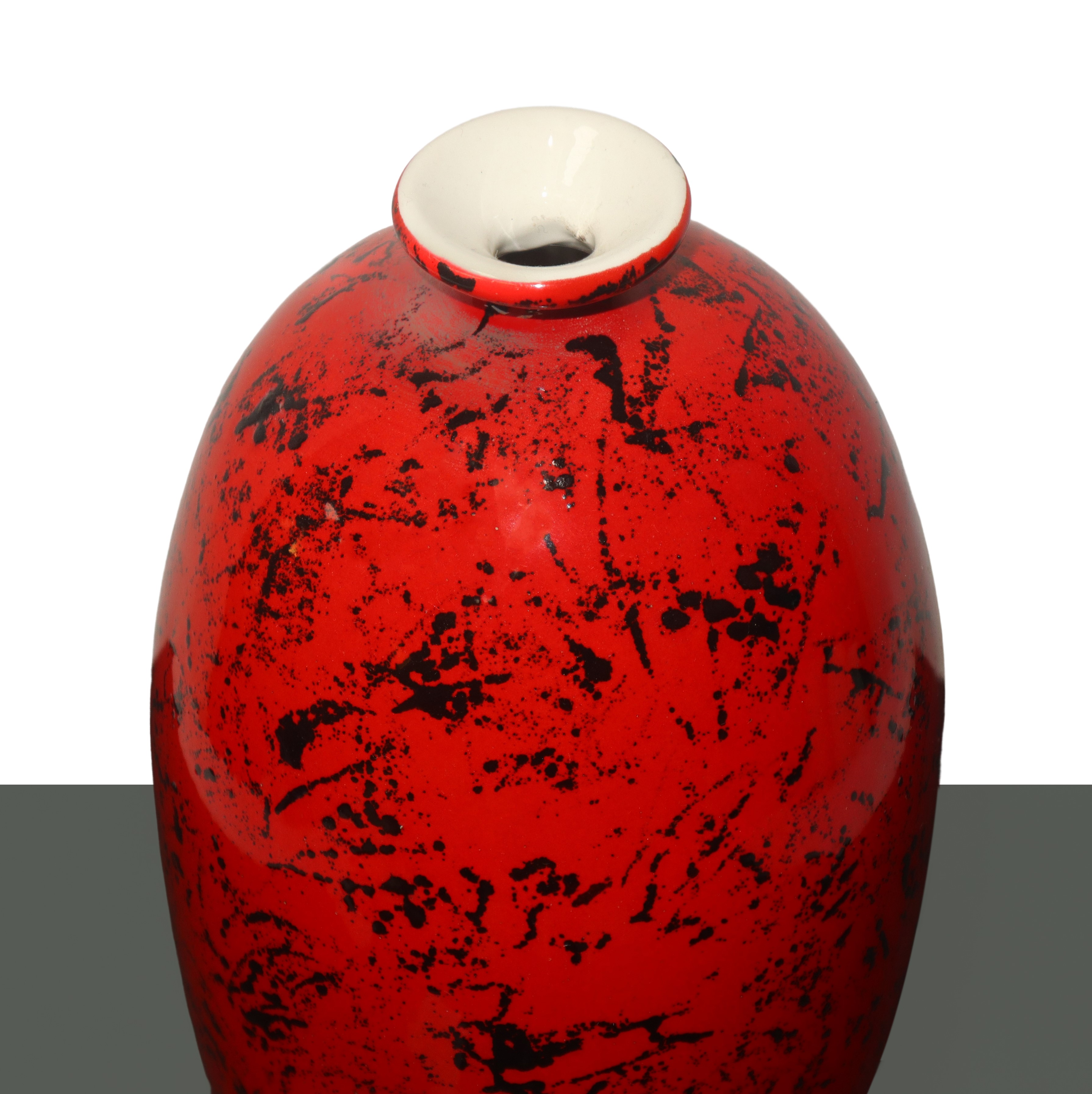 Vibi Torino - Vaso in ceramica smaltato rosso e nero