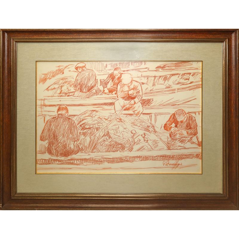 Pescatori che rammendano le reti