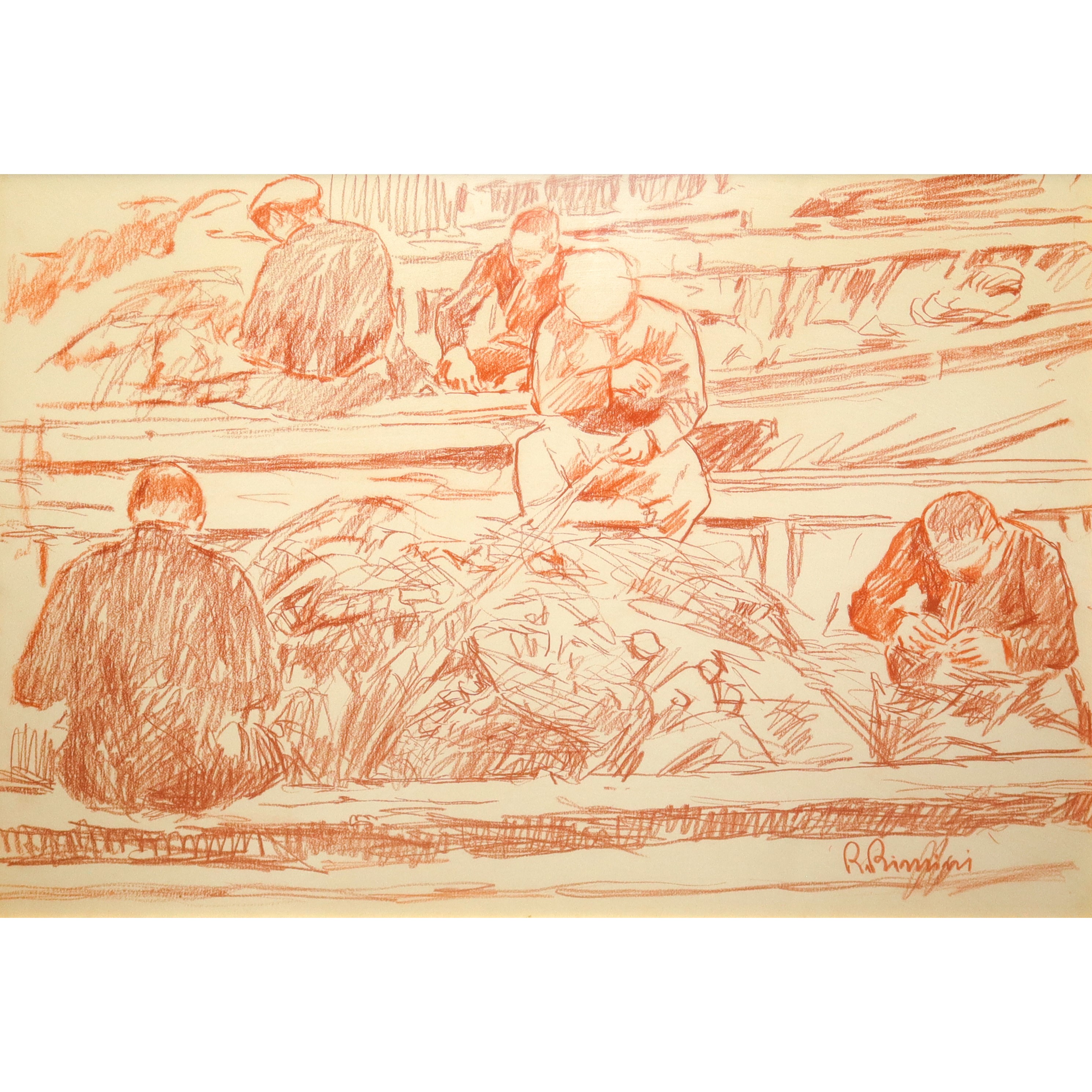 Pescatori che rammendano le reti