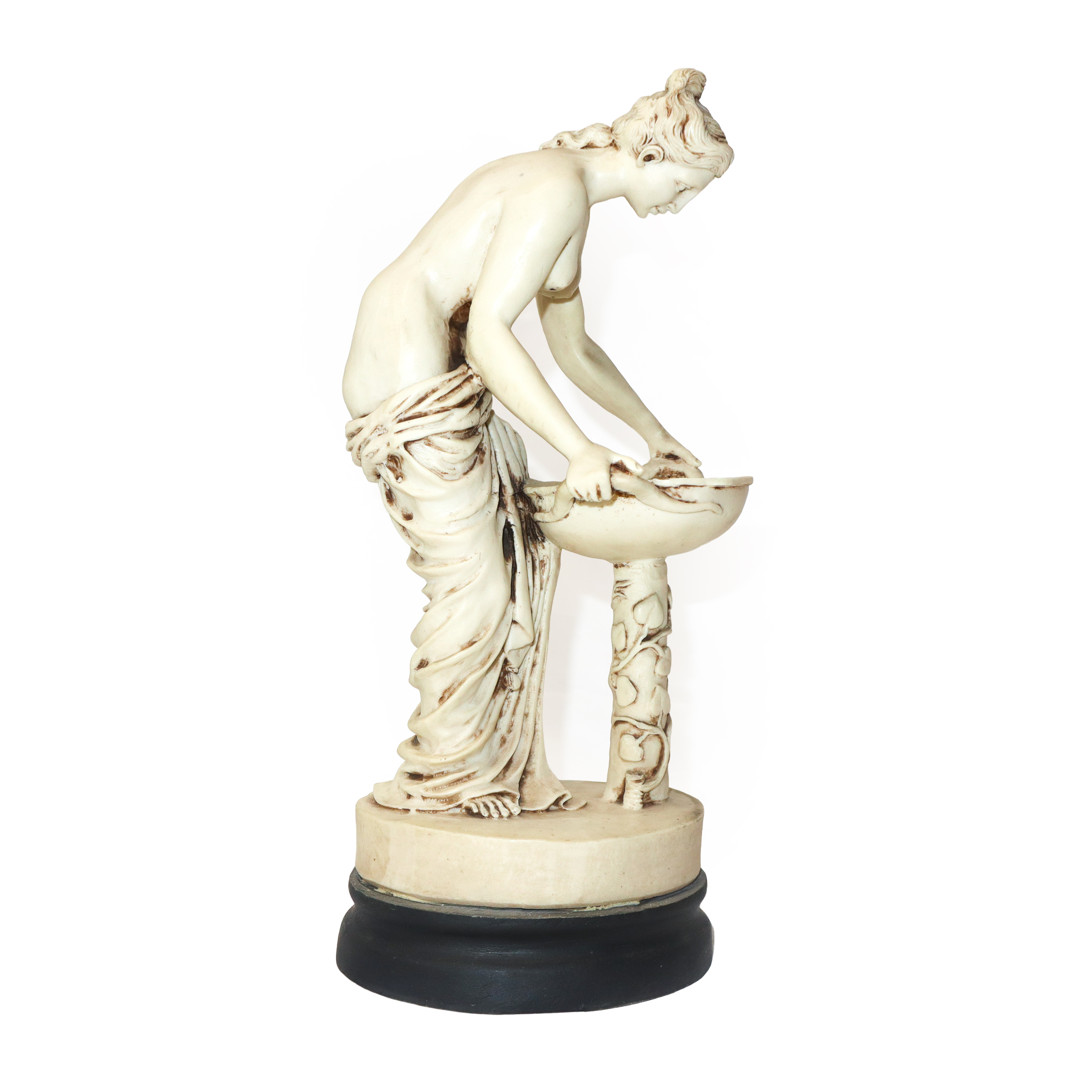 Hestia, piccola scultura a stampo su base in legno