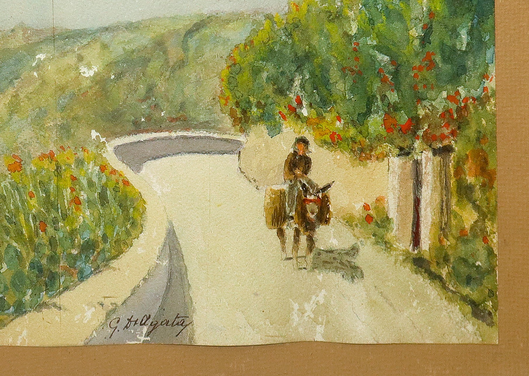 Scorcio di via Pirandello a Taormina con l'Etna sullo sfondo