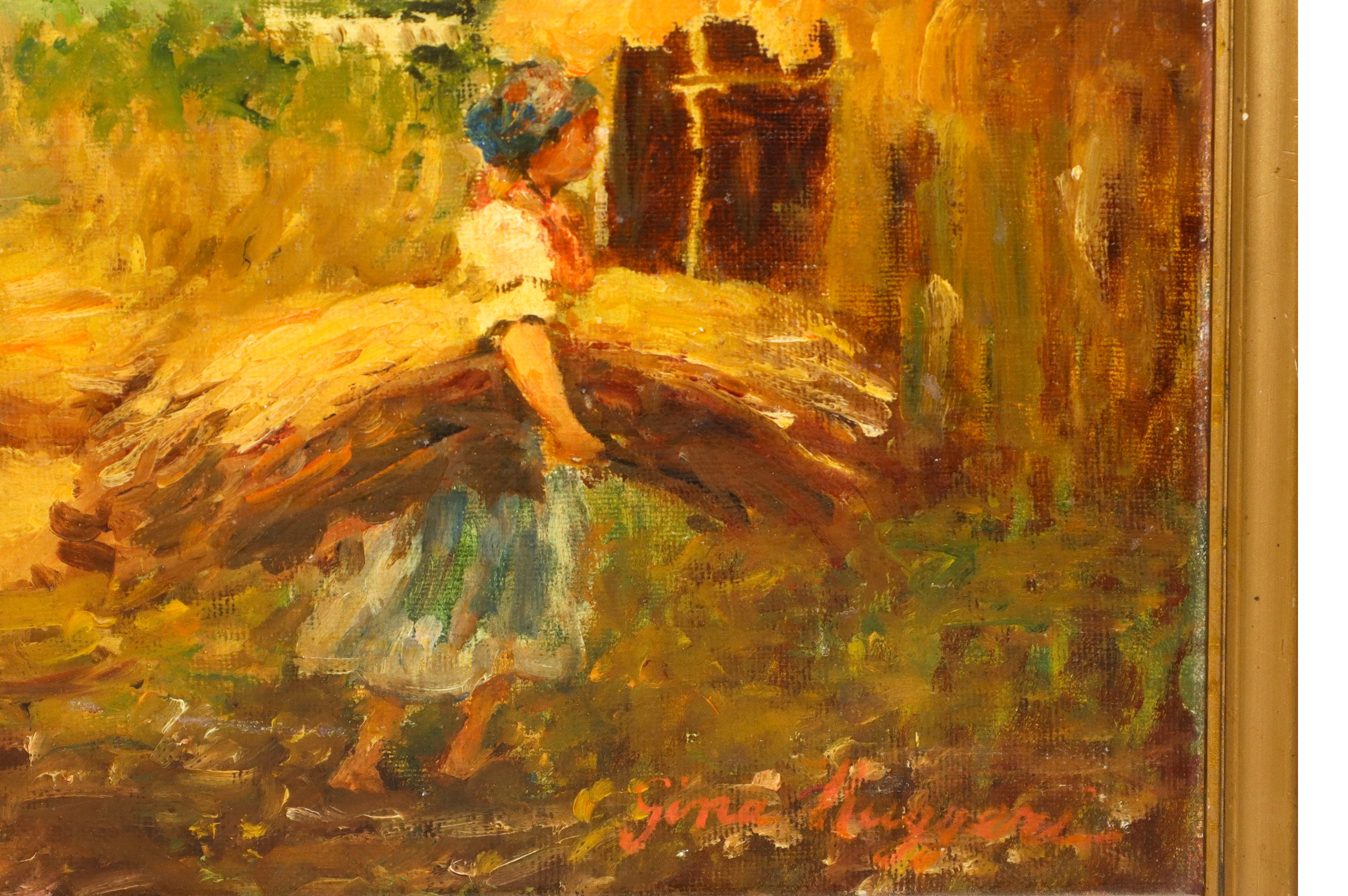 Paesaggio agreste con contadini