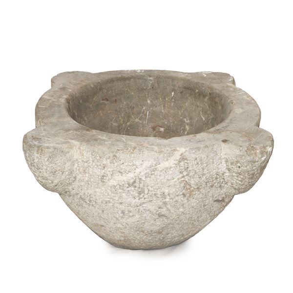 Large white marble mortar