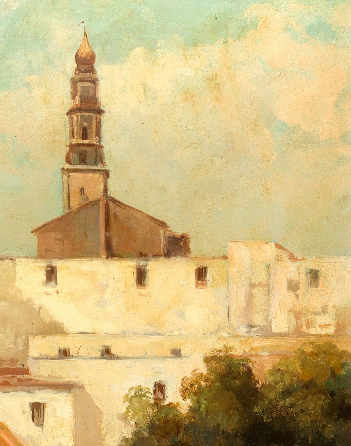 Scorcio urbano con campanile