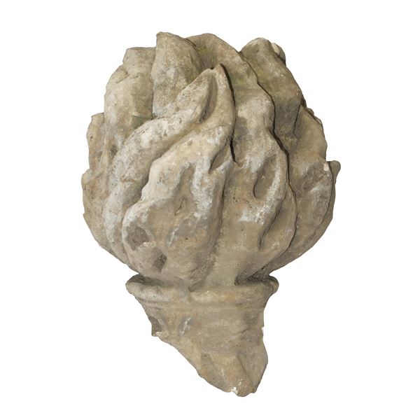 Flame in white stone from Noto