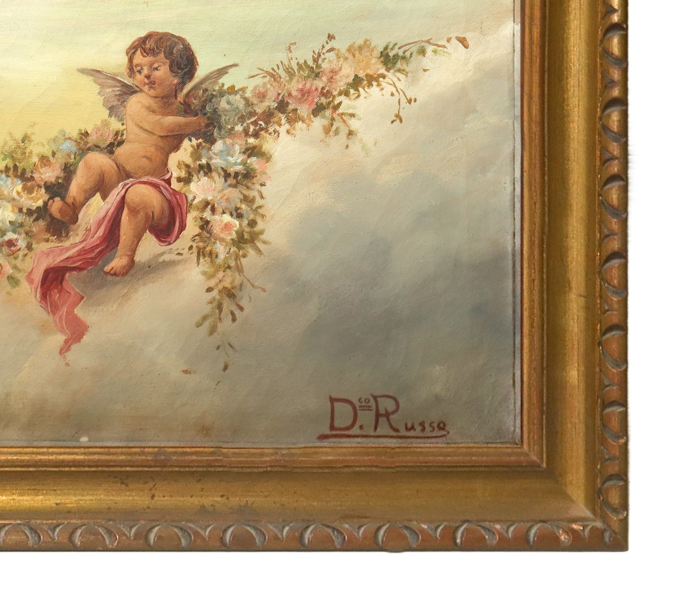 Sopraporta raffigurante la Vergine col Bambino tra putti e fiori