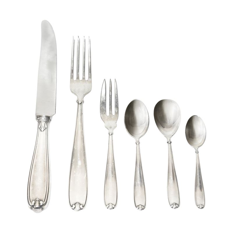 Gruppo di posate in argento 800