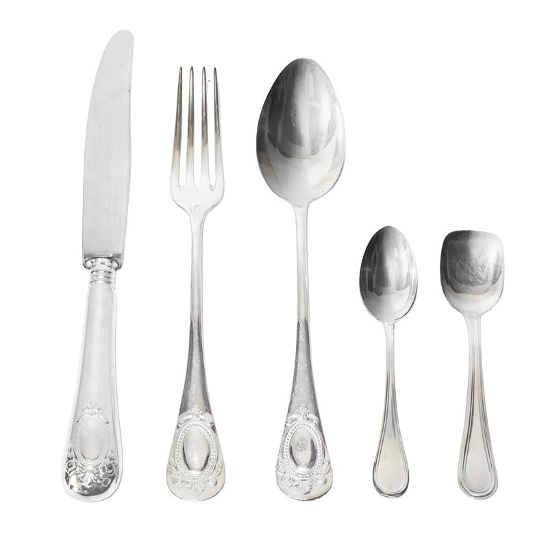 Gruppo di posate in argento da 6