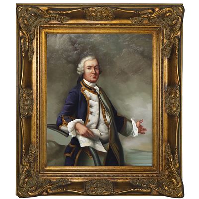 XX secolo, Ritratto di gentiluomo in cornice dorata con decori