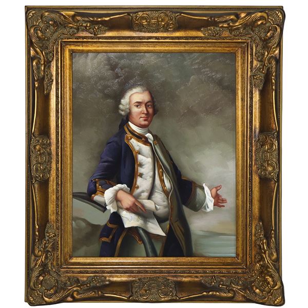 Ritratto di gentiluomo in cornice dorata con decori