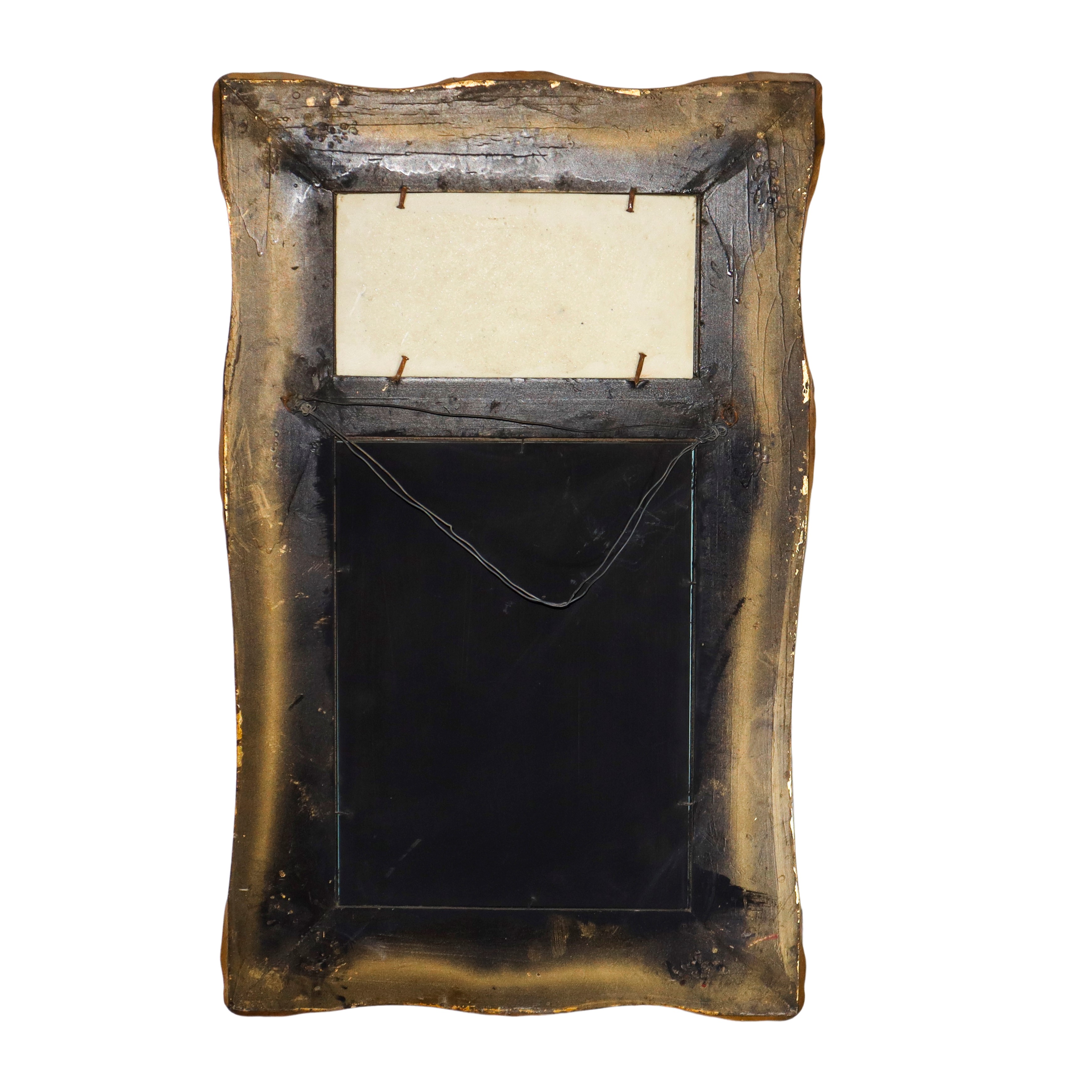 Specchiera entro cornice dorata neoclassica con decori e bassorilievi, XX secolo