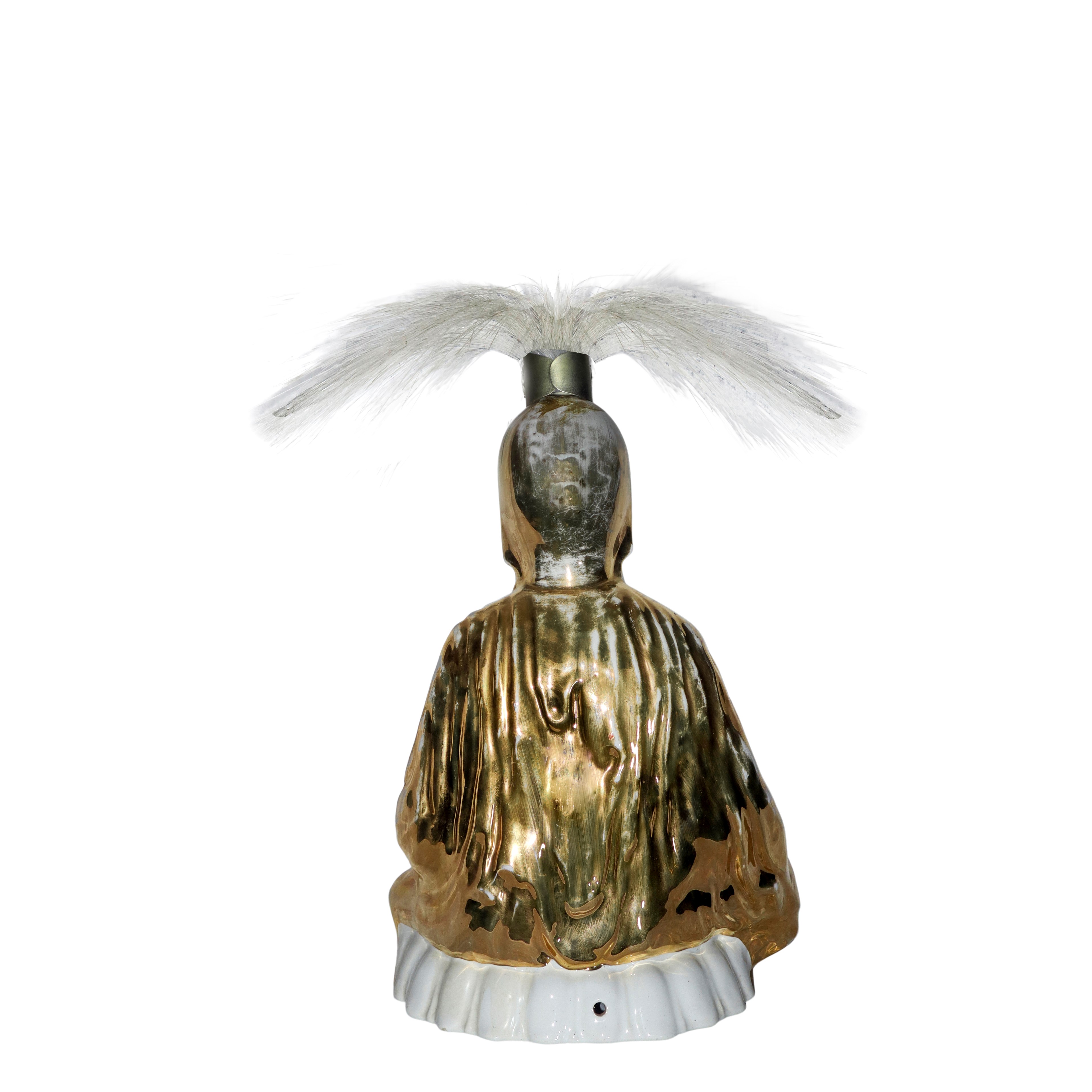 Buddha in meditazione, vesti dorate e pennacchio, scultura (XX secolo)