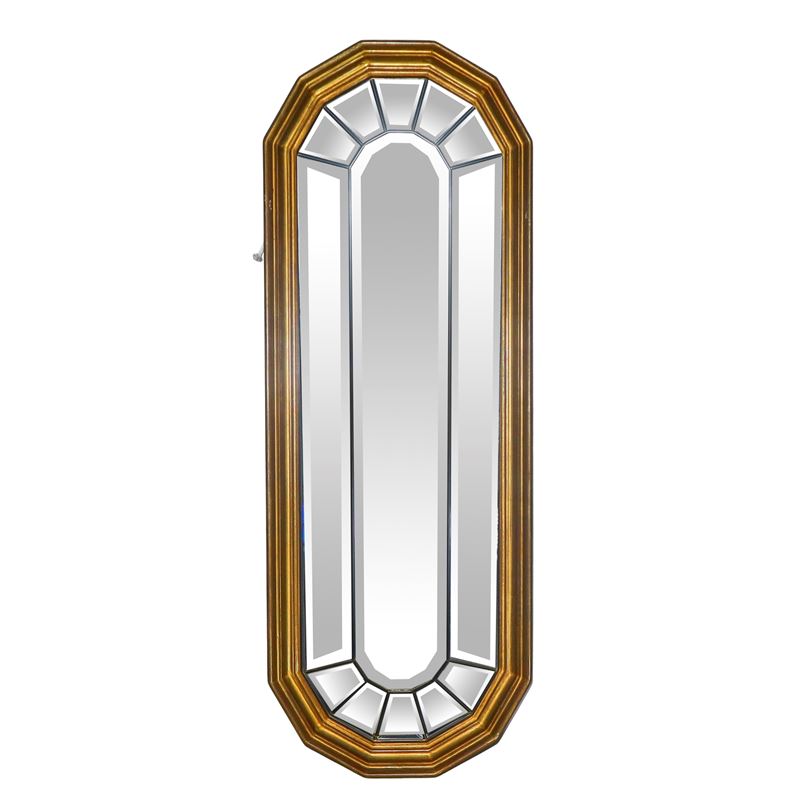 Specchiera decorativa poligonale con cornice dorata