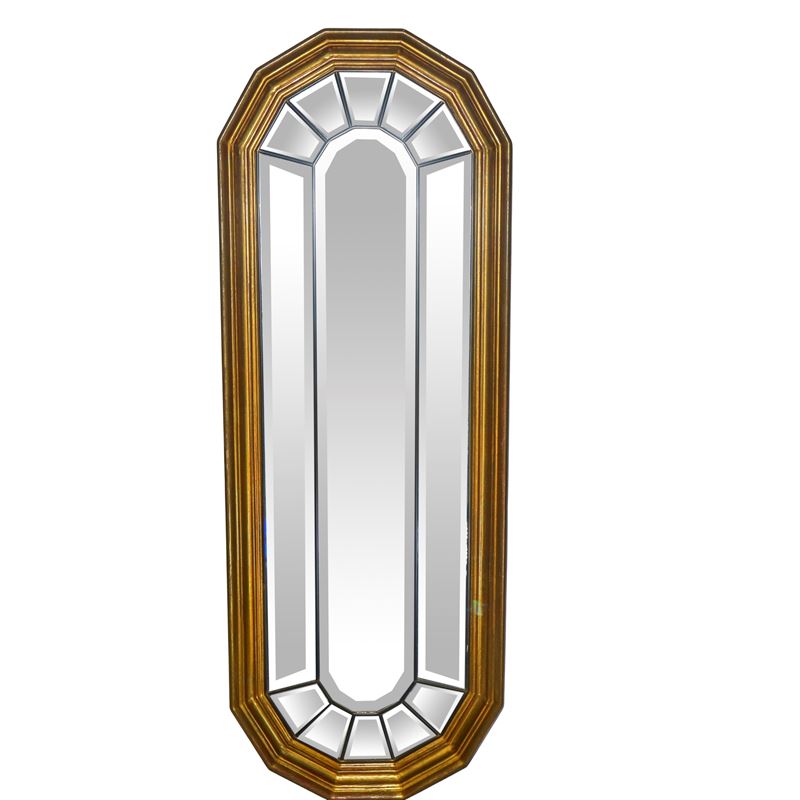 Specchiera decorativa poligonale con cornice dorata