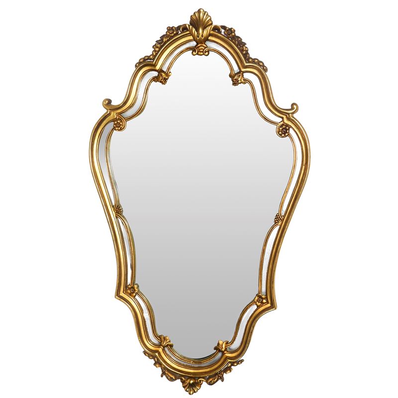 Specchiera sagomata in stile Rococò entro cornice con decori floreali