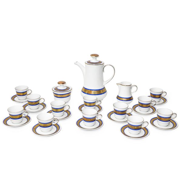 Winterling  Bavaria - Servizio da caffè in ceramica bianca con decori blu e oro