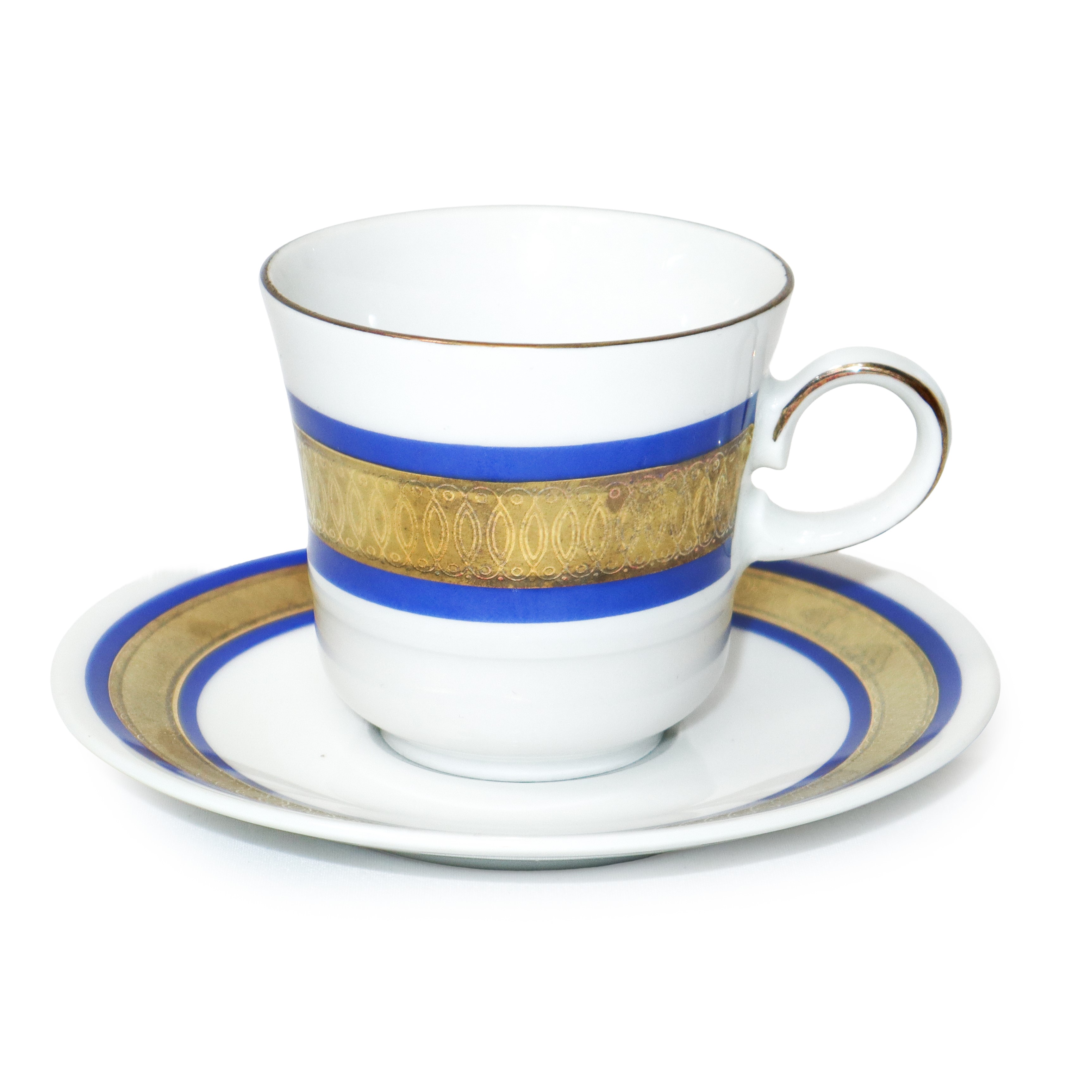 Winterling Bavaria - Servizio da caffè in ceramica bianca con decori blu e oro