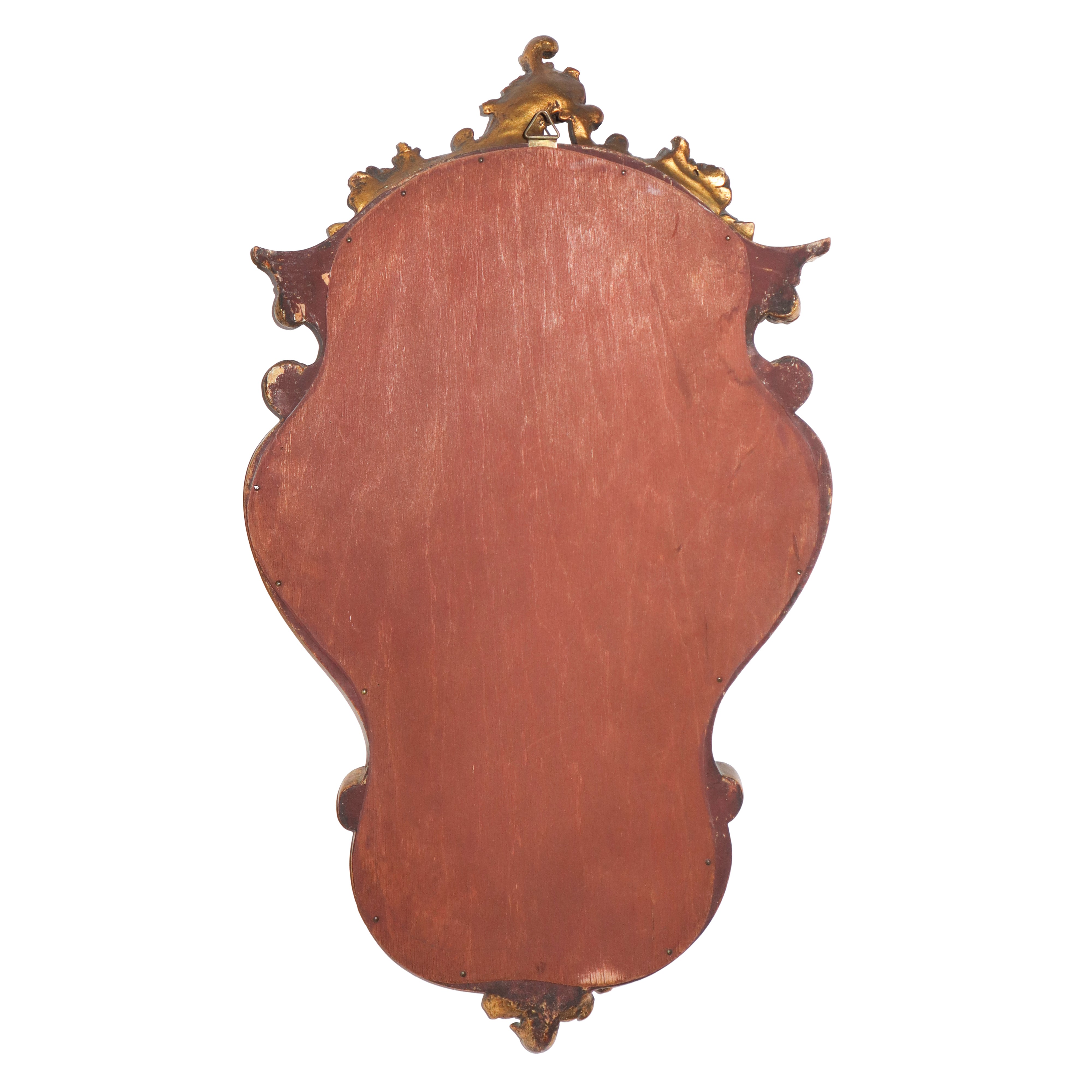 Specchiera decorativa in stile Rococò con figuretta femminile entro cornice dorata riccamente dec...