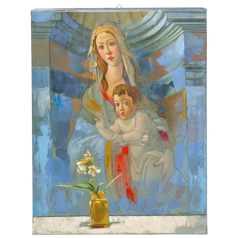 Madonna con bambino e fiori