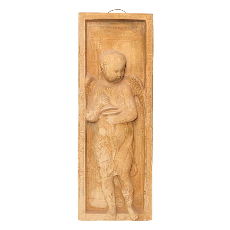 Formella in Cotto Raffigurante Putto in Rilievo
