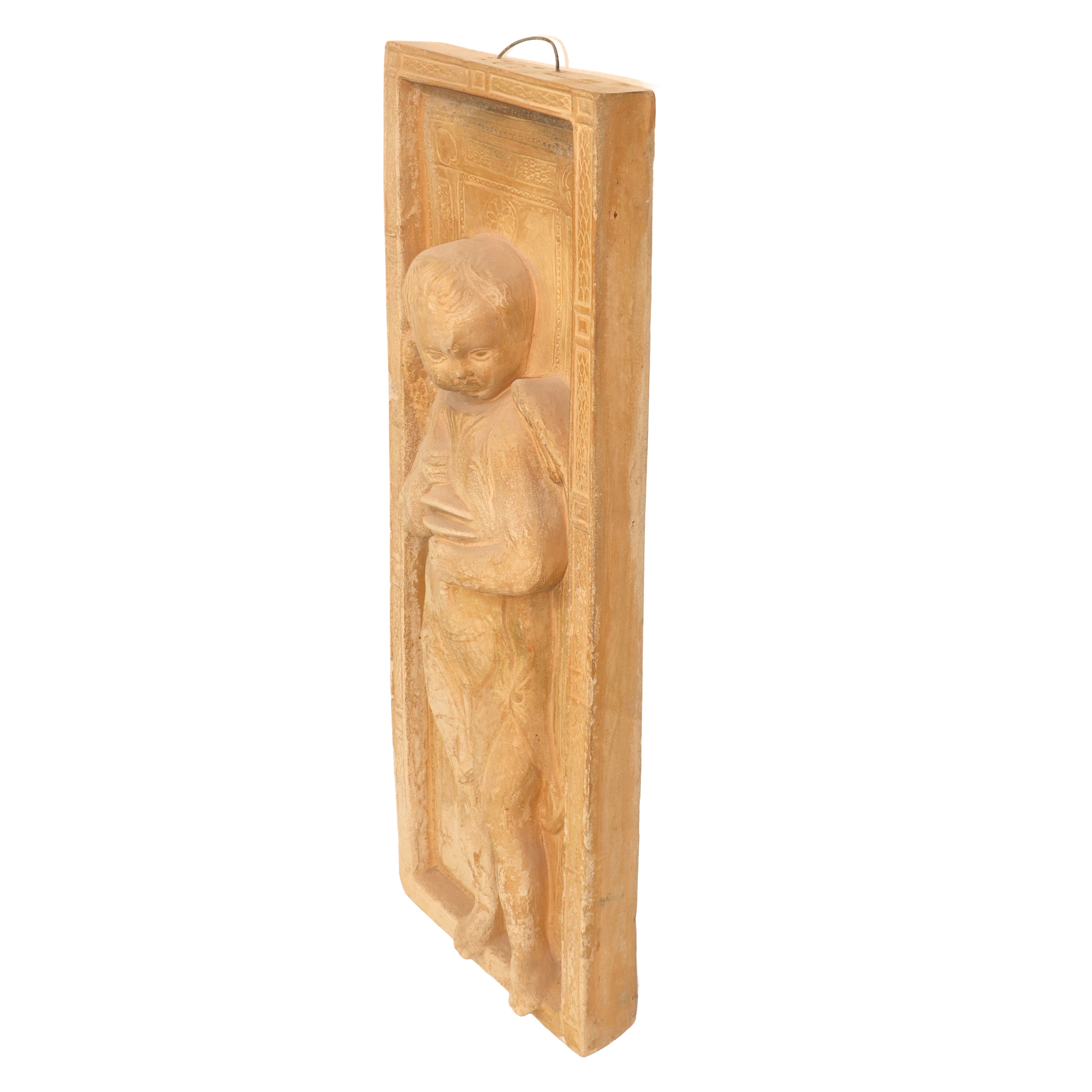 Formella in Cotto Raffigurante Putto in Rilievo