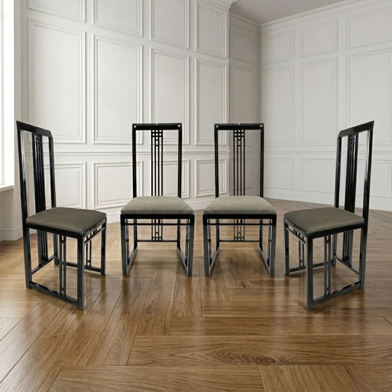 N°4 Sedie modello Tronetto in legno laccato nero