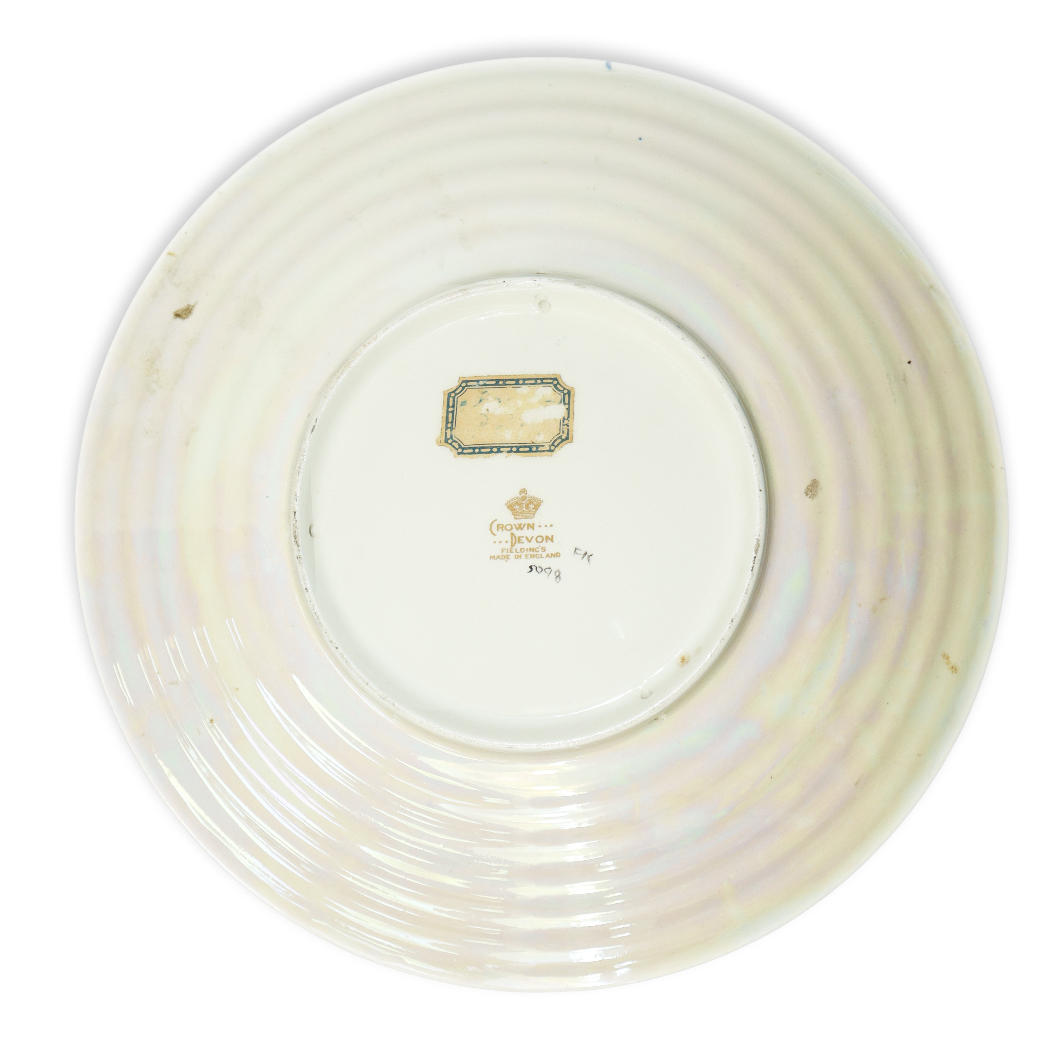 Versatoio con piattino in ceramica smaltata e dorata con fondo blu