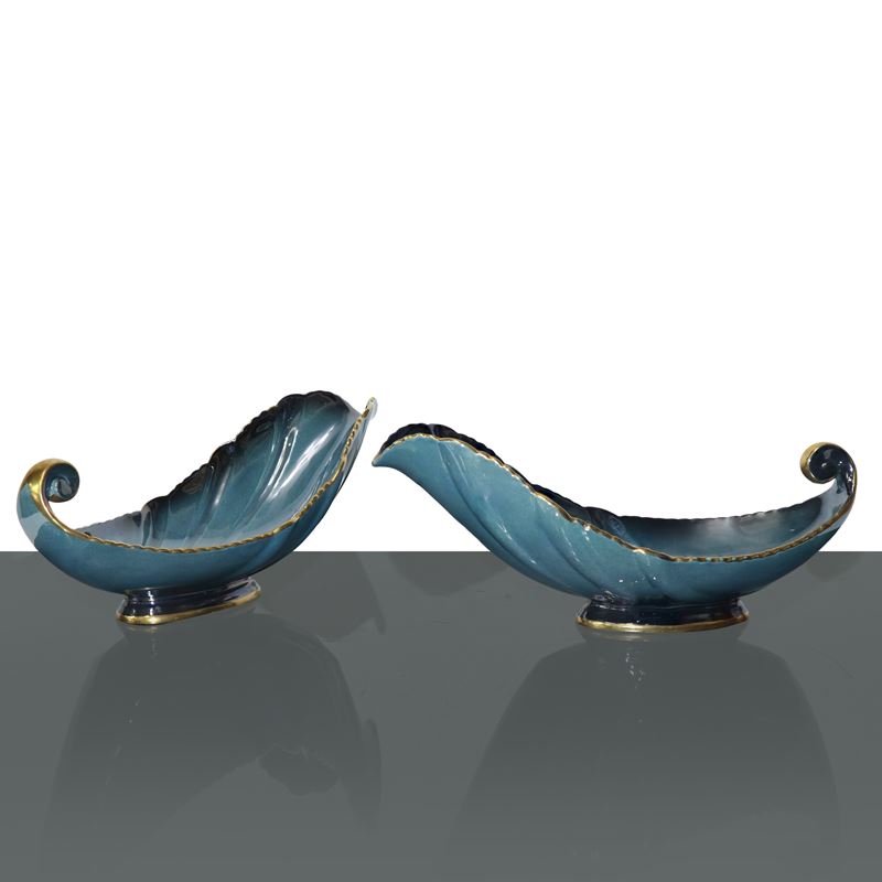 Coppia di ciotole a foglia