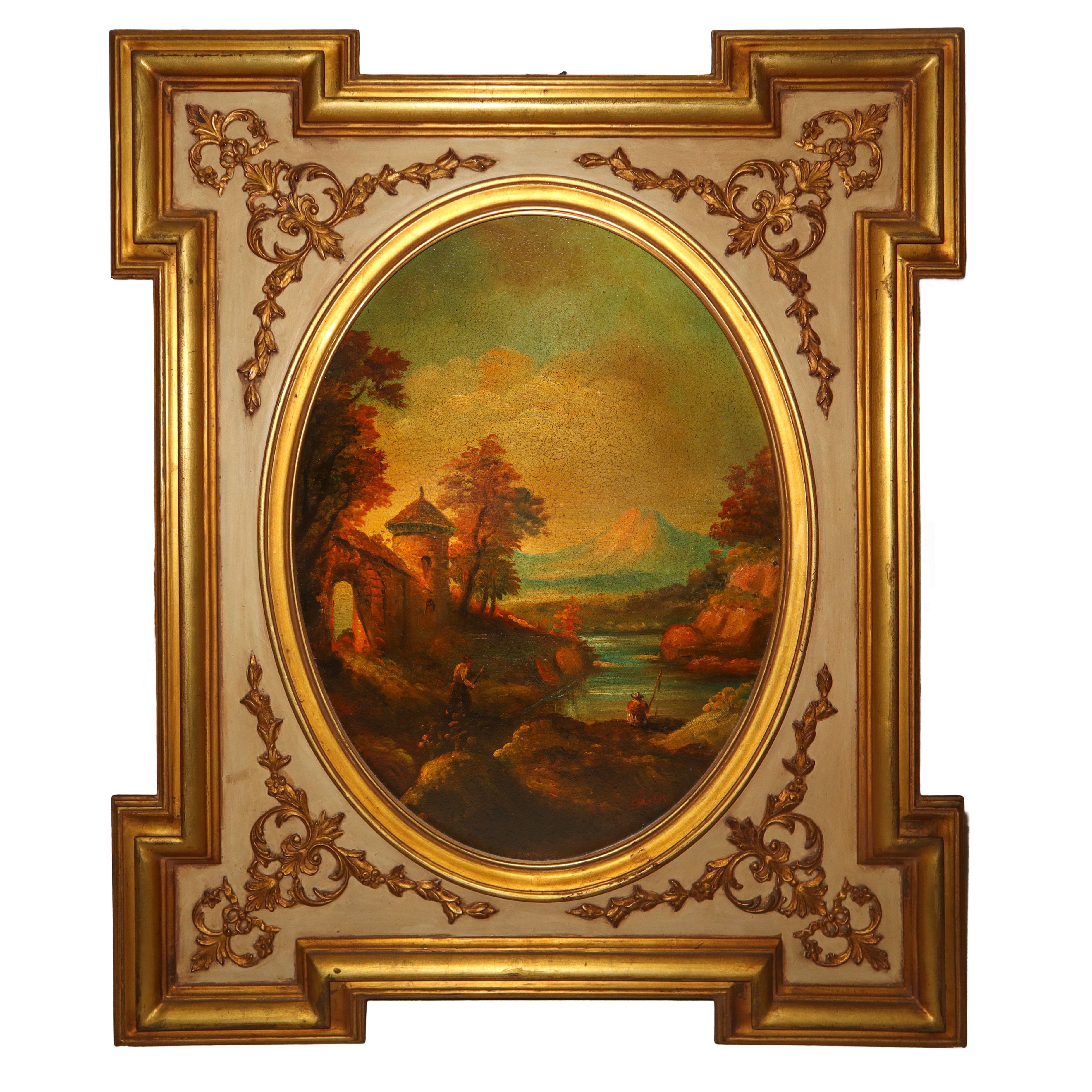 Corrado Risi - Coppia di paesaggi entro cornice dorata