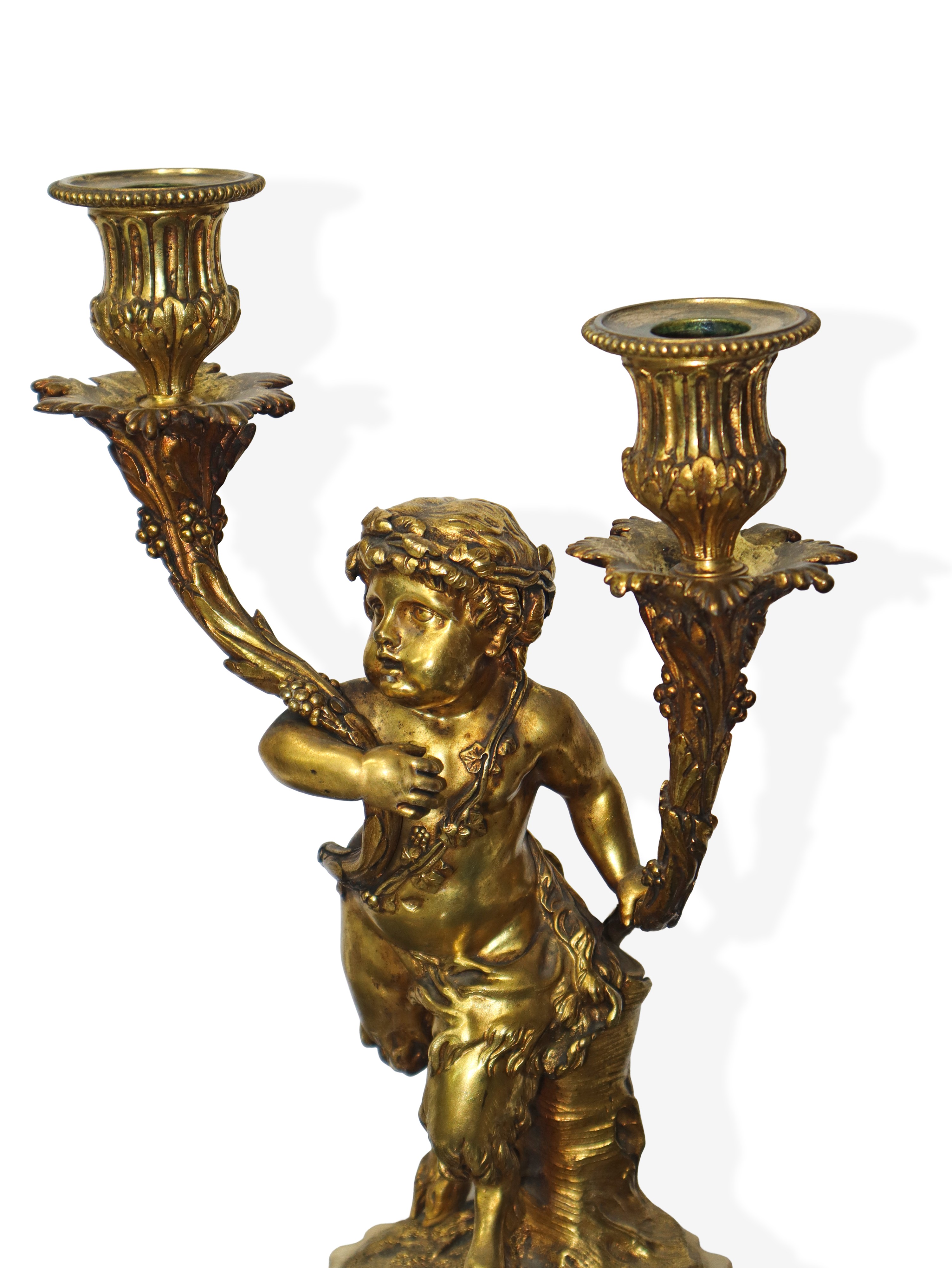 Portacandele a due luci, bronzo dorato e marmo, fine XVIII secolo