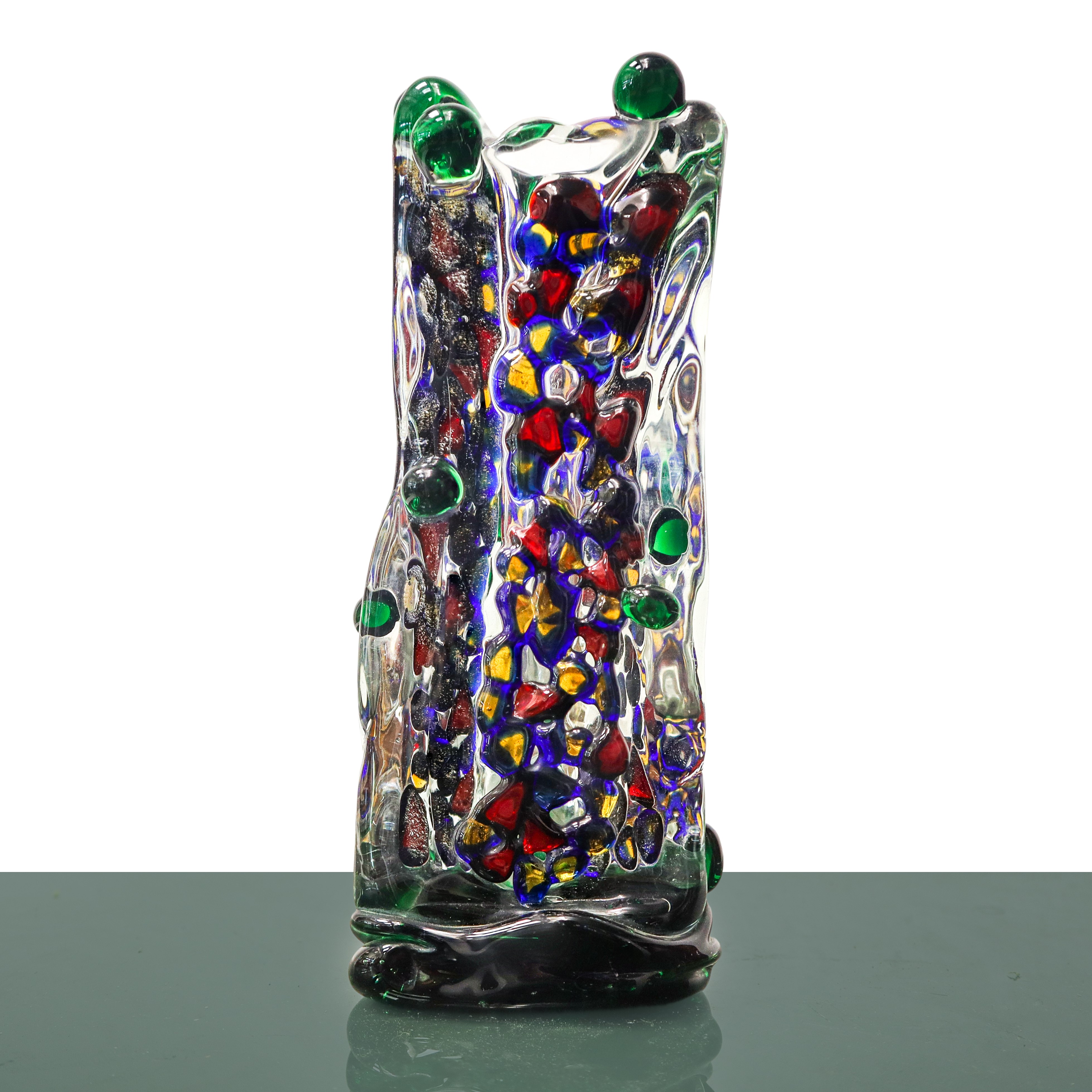 Vaso, vetro di Murano millegocce policromo in vetro sommerso