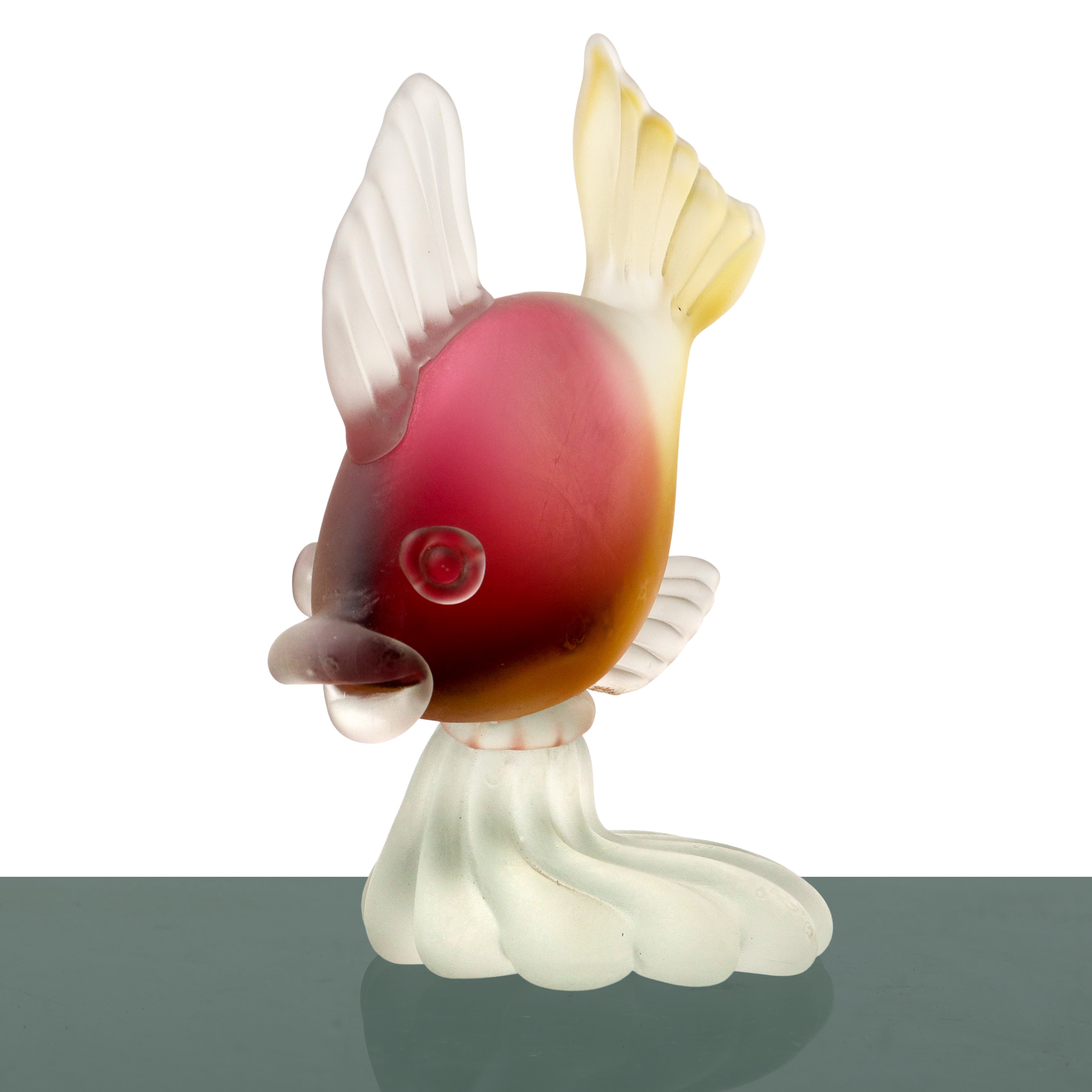Pesce decorativo in vetro di Murano satinato e sommerso, h 25 cm