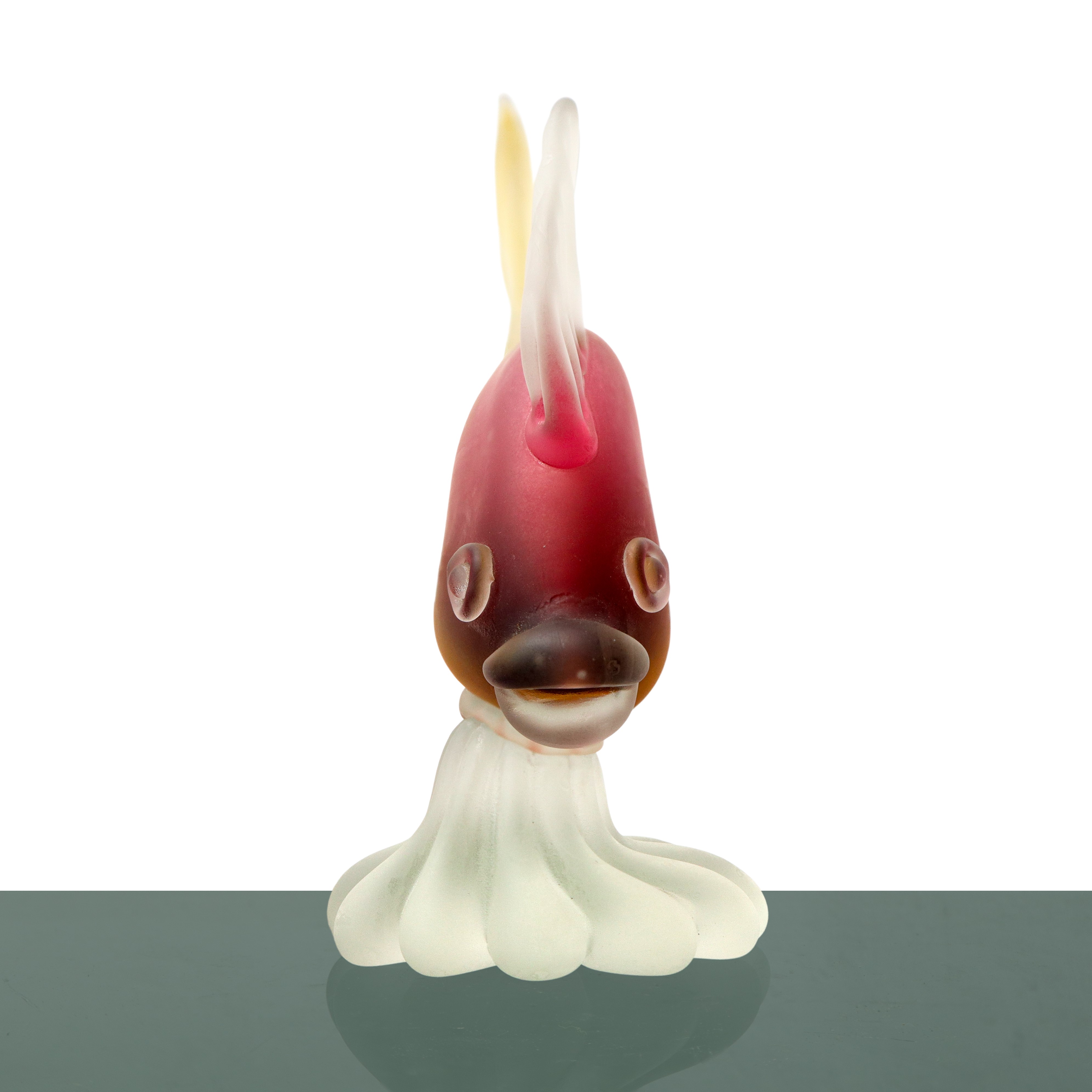 Pesce decorativo in vetro di Murano satinato e sommerso, h 25 cm