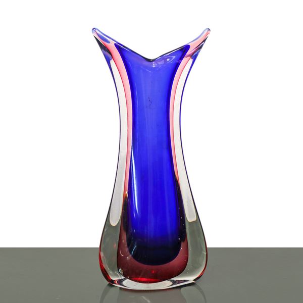 Flavio Poli  per Seguso - Vaso in vetro sommerso nei toni del blu