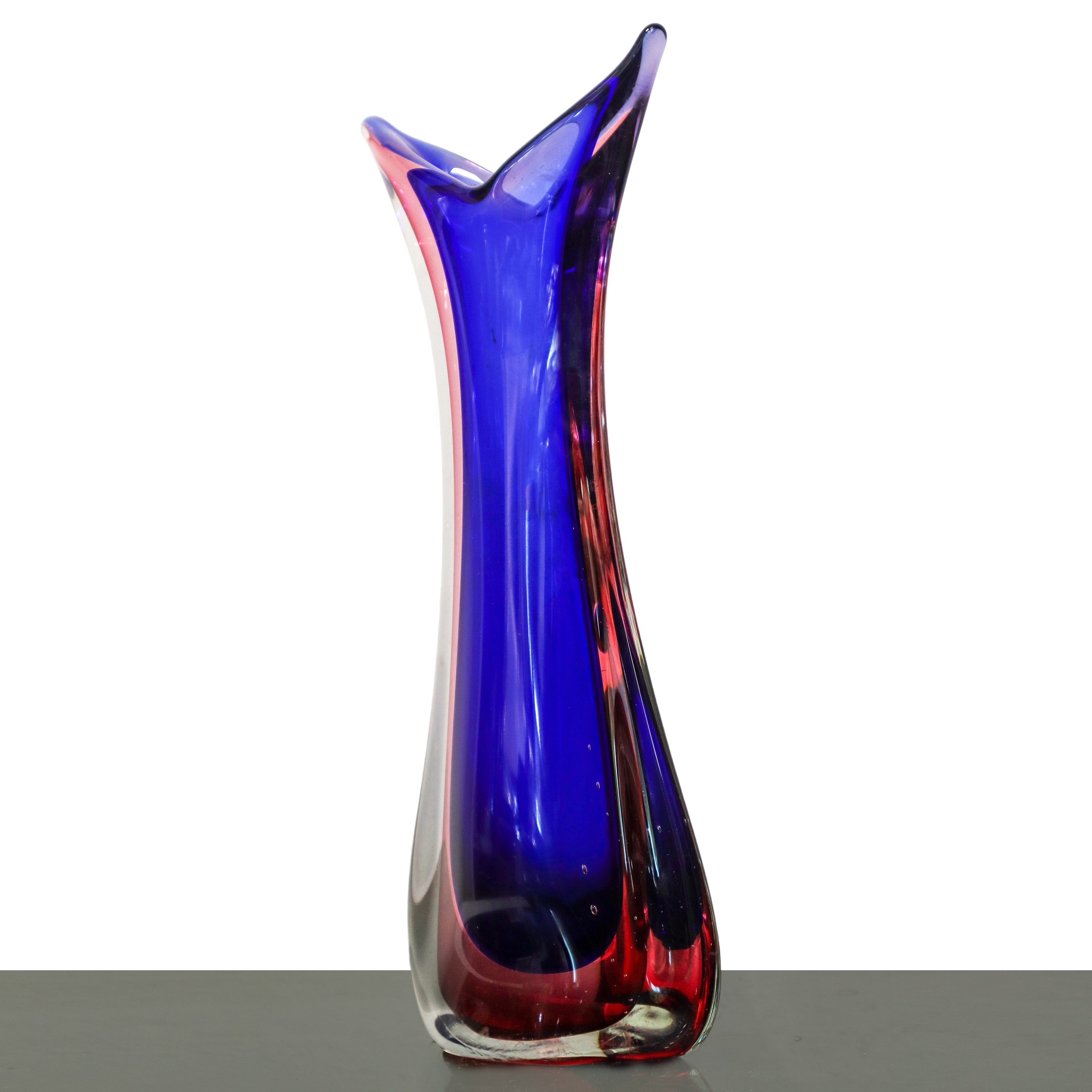 Flavio Poli per Seguso - Vaso in vetro sommerso nei toni del blu