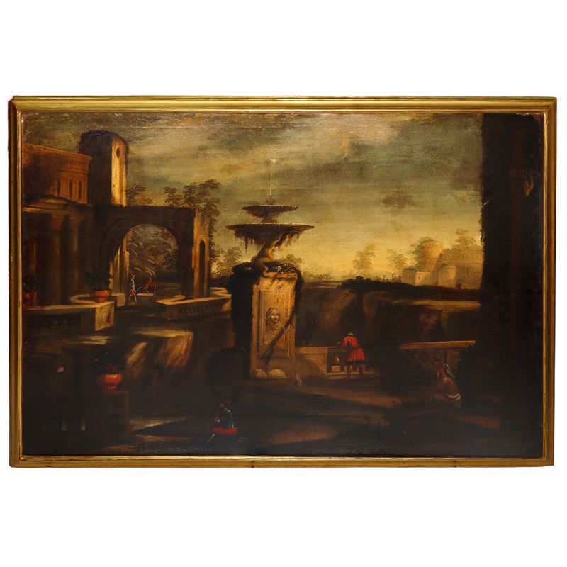 Capriccio architettonico con personaggi