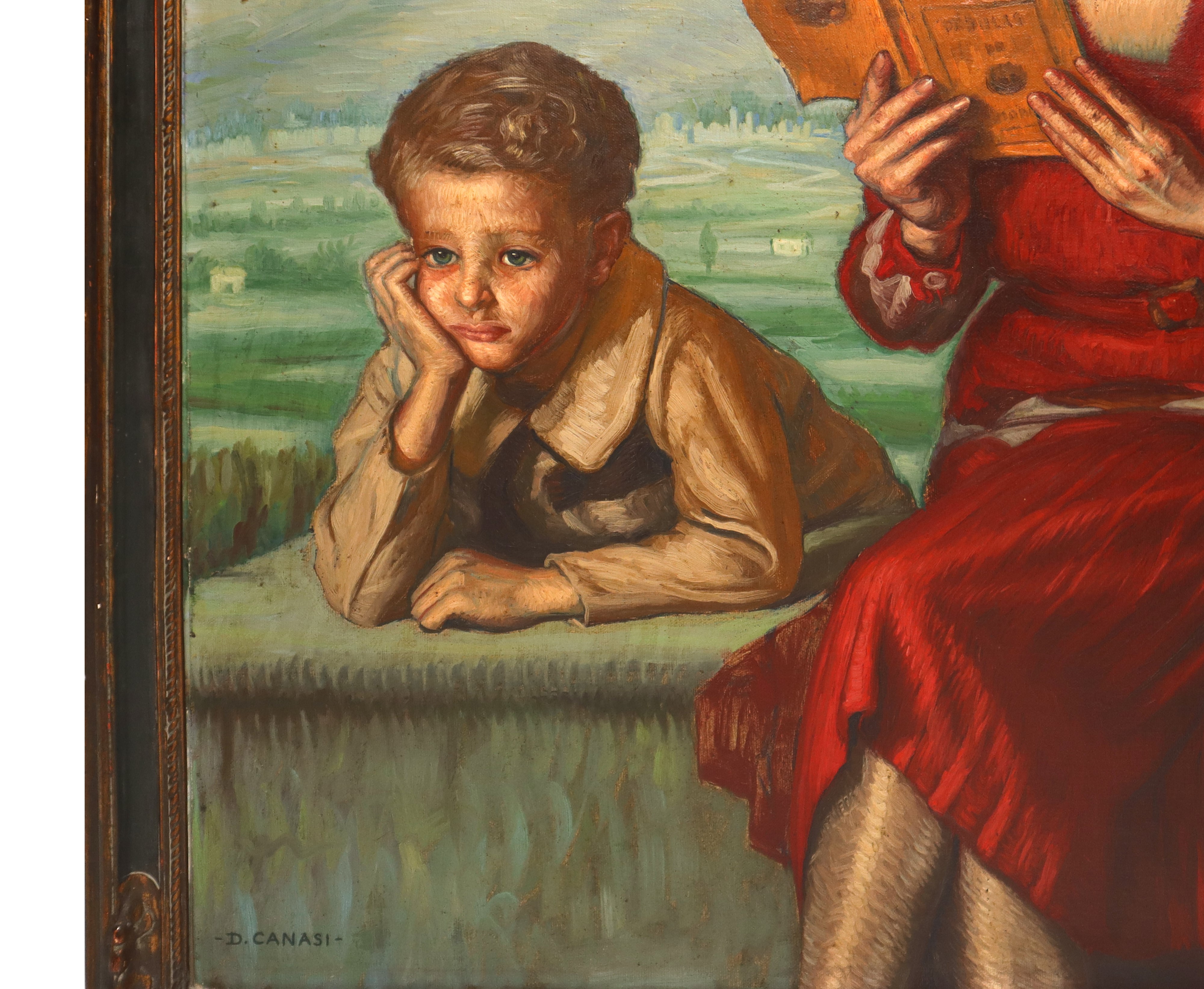 Due giovani donne che leggono con bambino