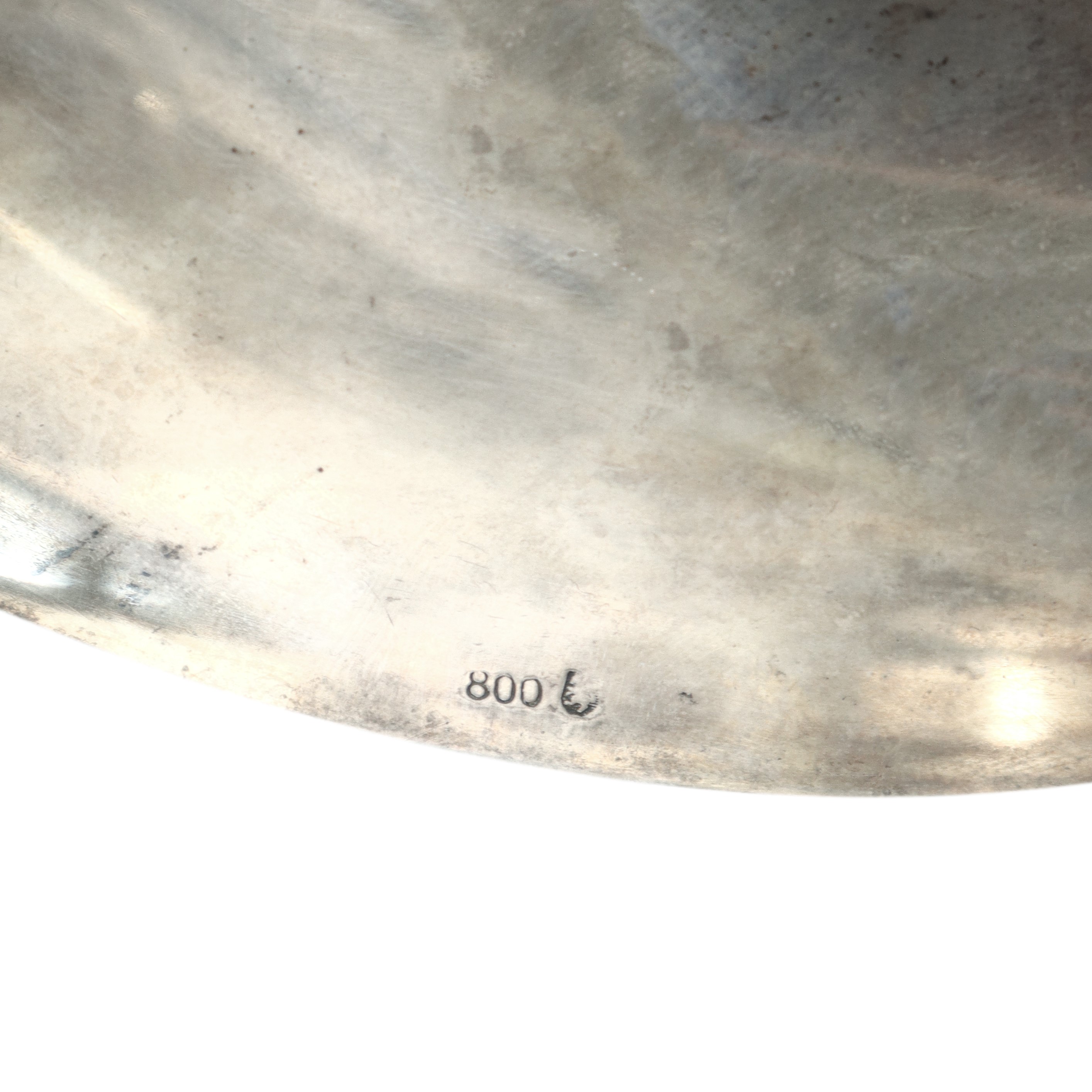 Alzata decò con delfino in argento 800 con base in palissandro