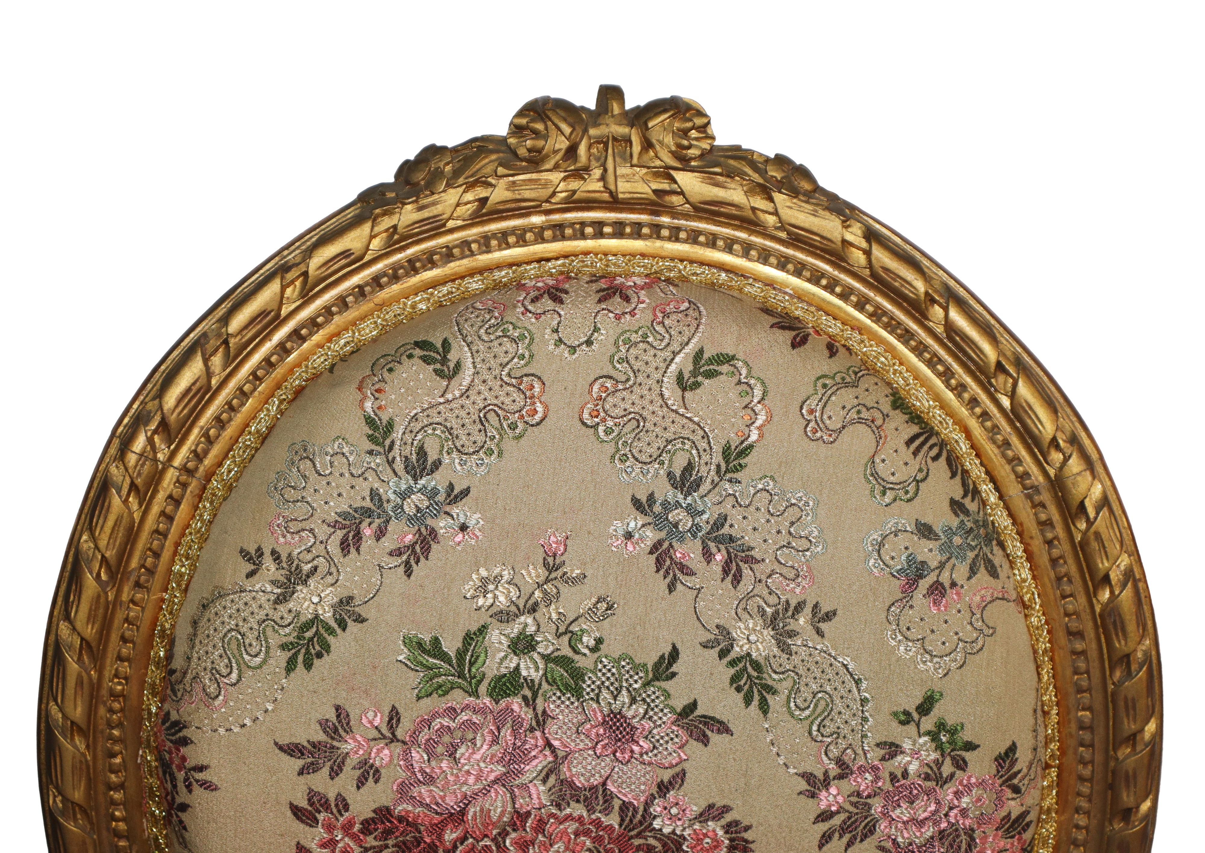 N°8 Sedie dorate con tappezzeria damascata decorata a fiori