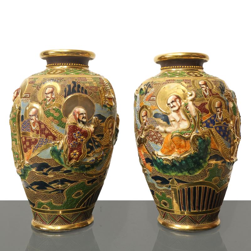 Coppia di vasi Satsuma