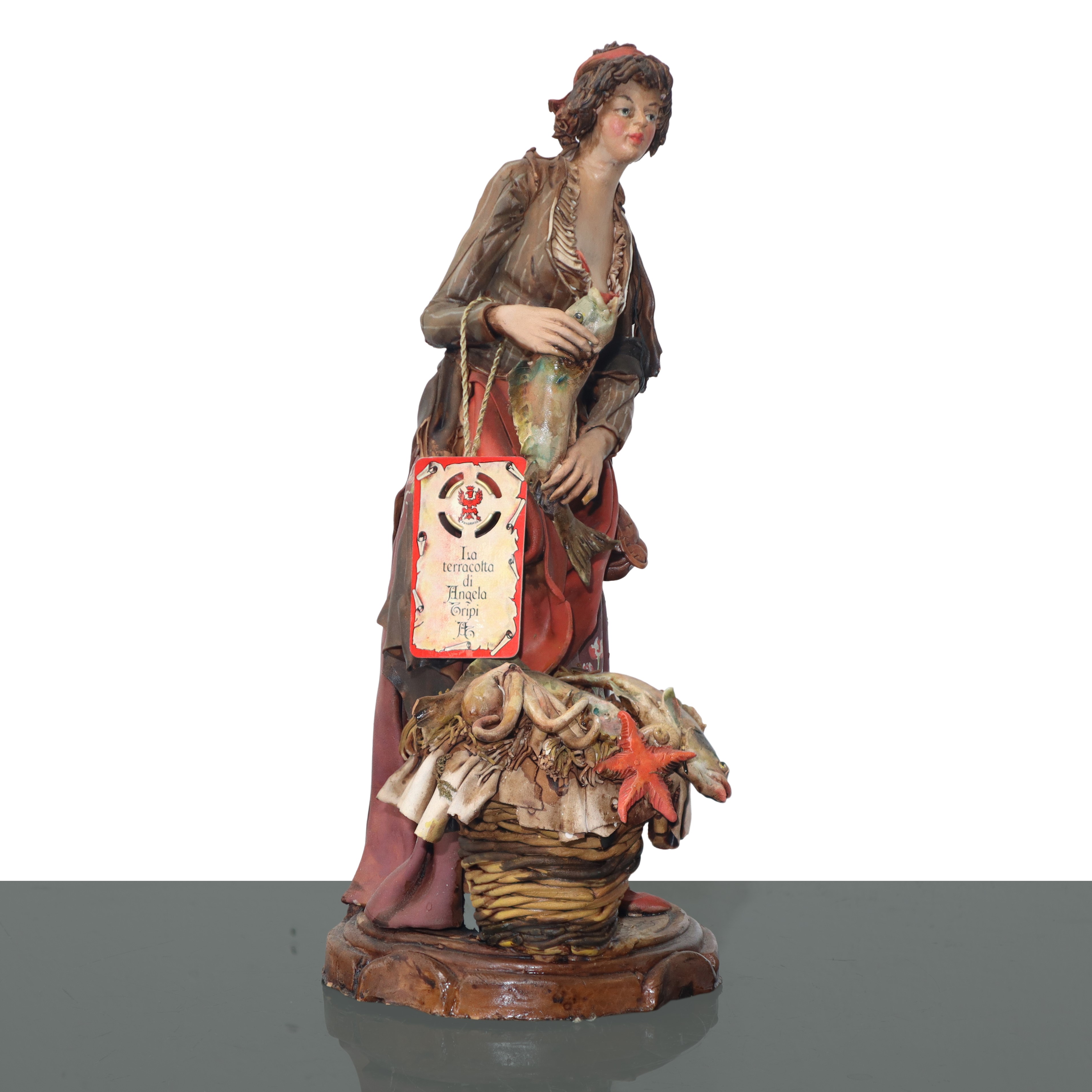 Angela Tripi le Terracotte D'arte - Donna che Vende il Pesce, Scultura in Terracotta