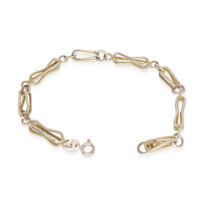 Bracciale in argento 800 con maglie a graffetta, lunghezza cm 19