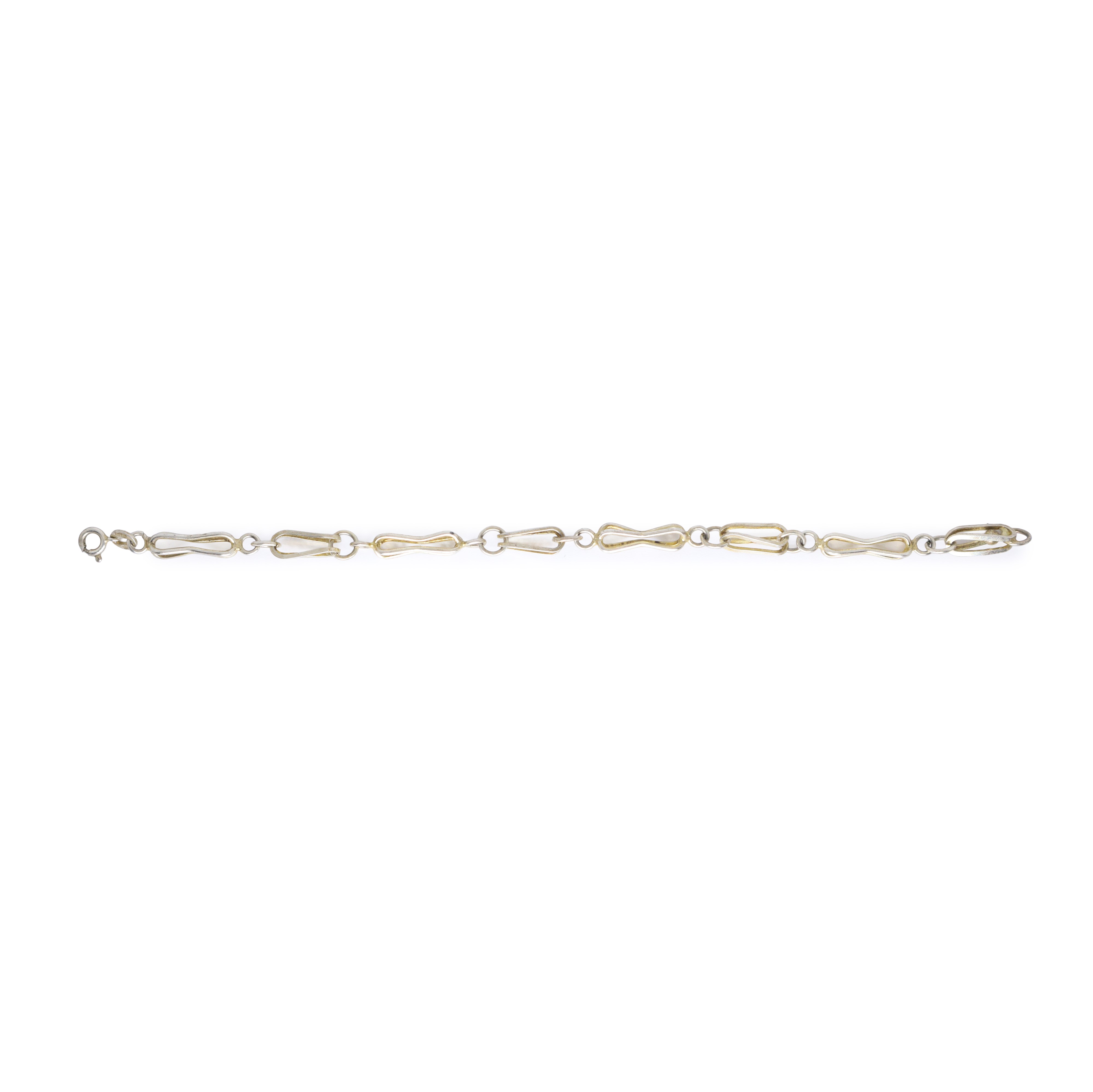 Bracciale in argento 800 con maglie a graffetta, lunghezza cm 19